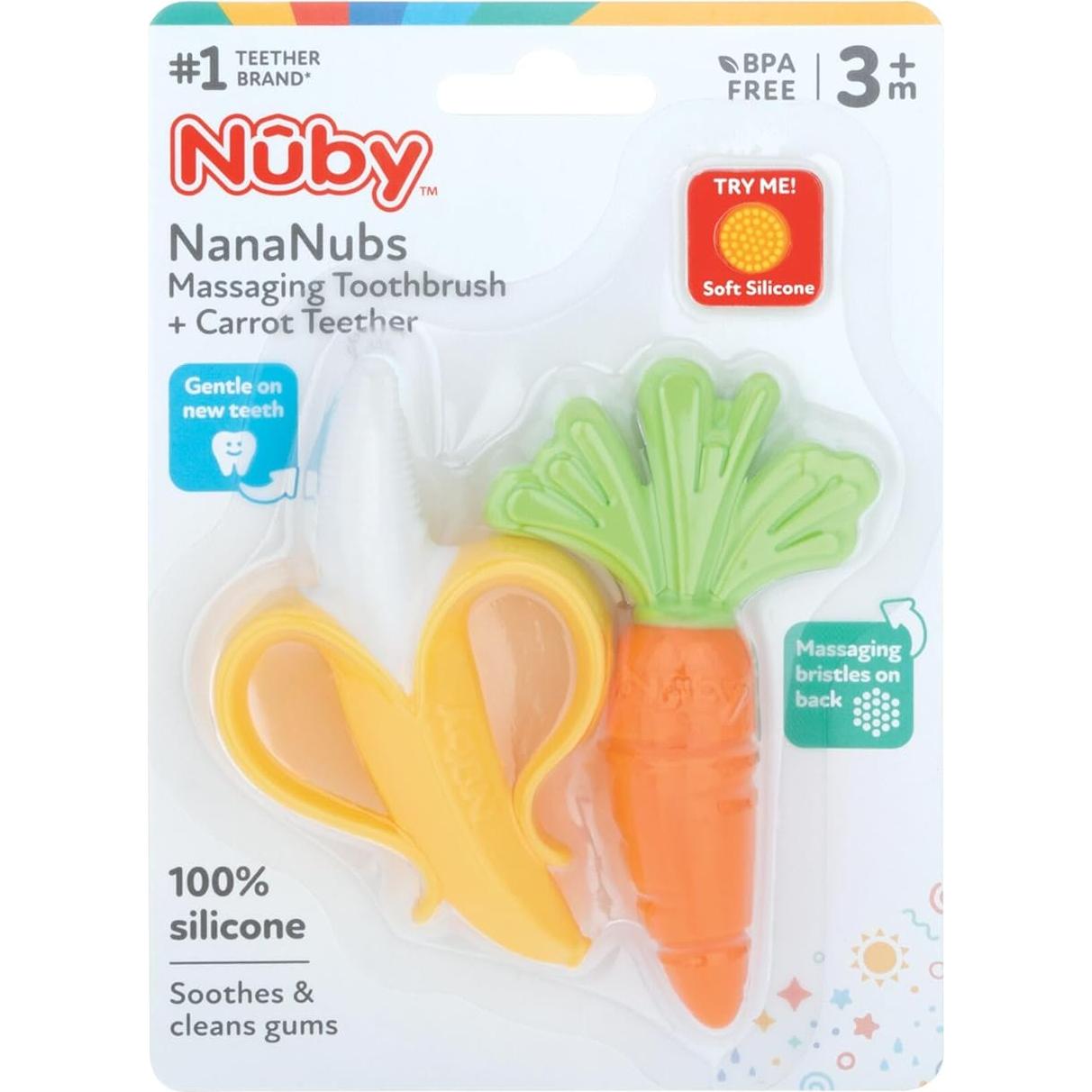 Nuby NanaNubs Cepillo Masajeador y Mordedor para Bebés 3+ Meses