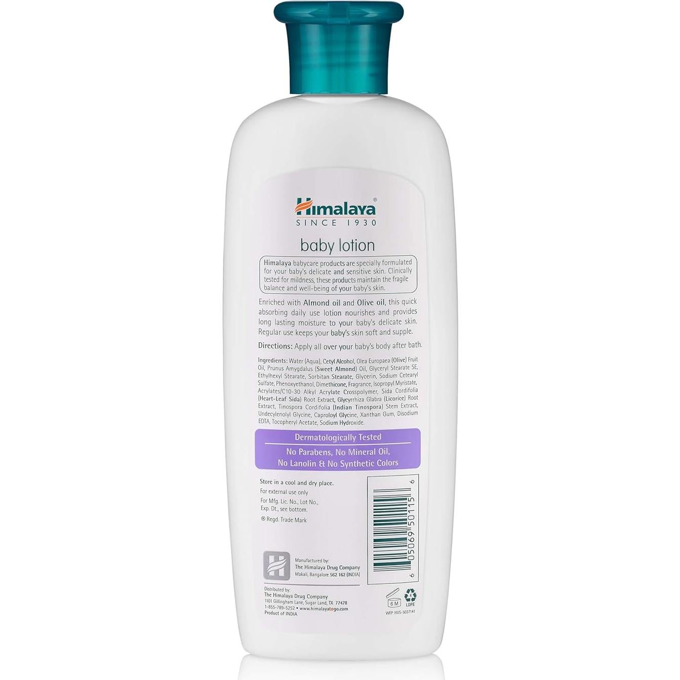 Loción para Bebés Himalaya 200 ml con Aceite de Oliva y Almendra