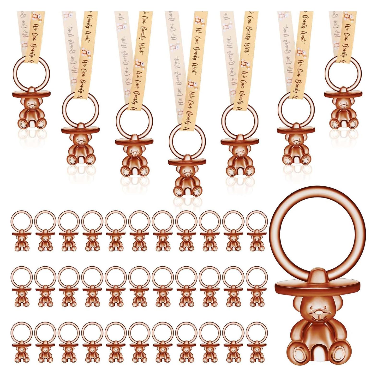 50 Chupetes de Acrílico para Baby Shower - Color Marrón