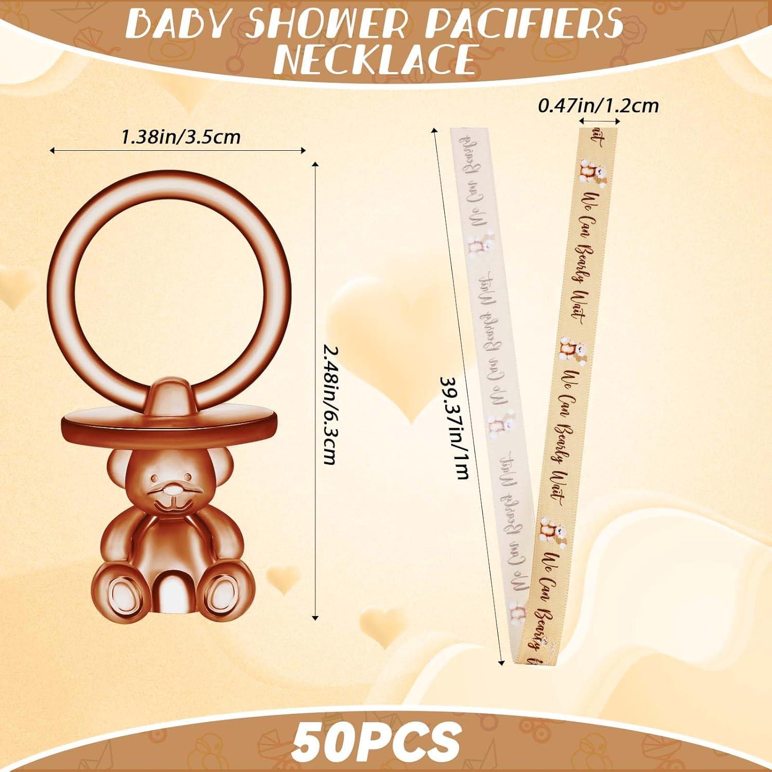 50 Chupetes de Acrílico para Baby Shower - Color Marrón