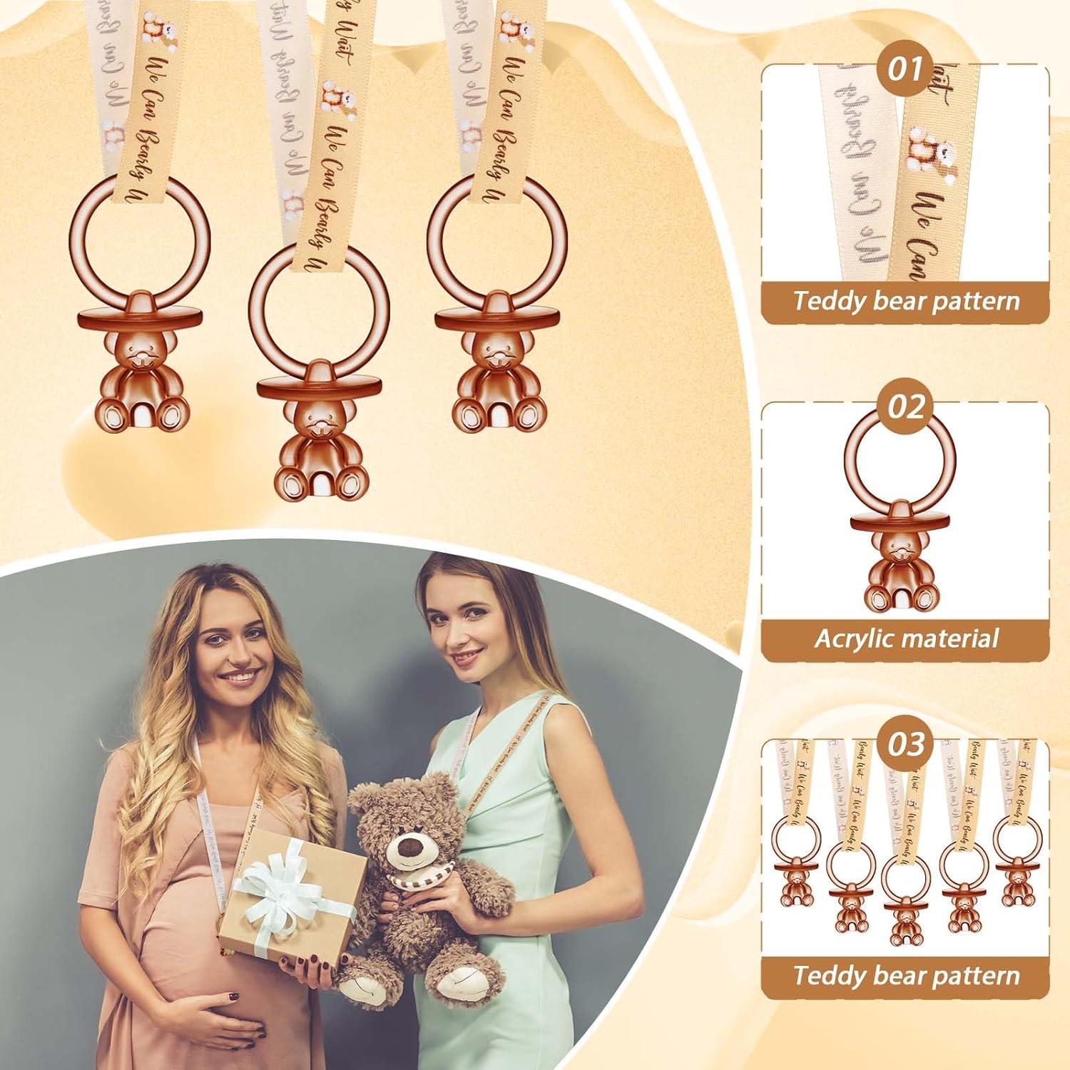 50 Chupetes de Acrílico para Baby Shower - Color Marrón