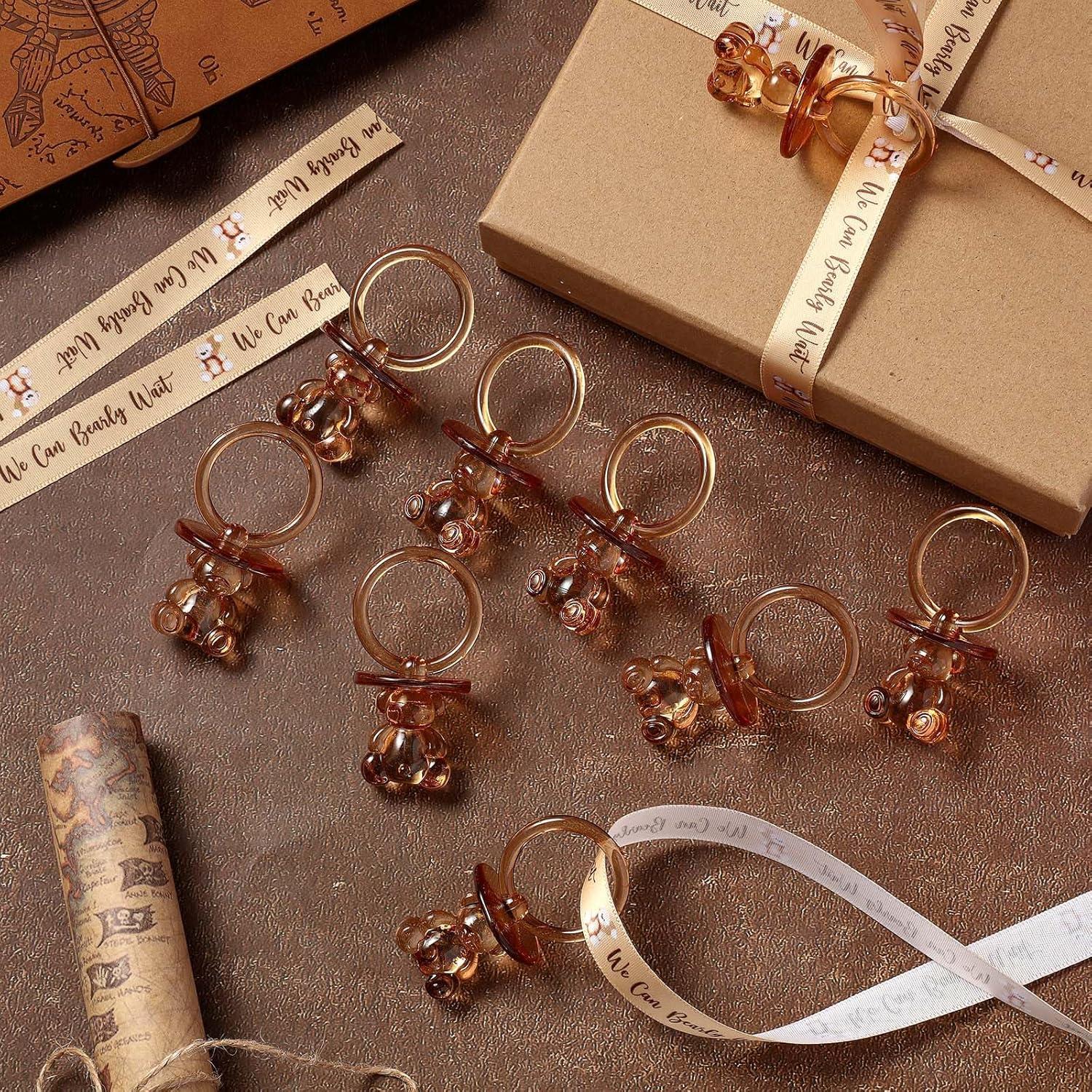 50 Chupetes de Acrílico para Baby Shower - Color Marrón