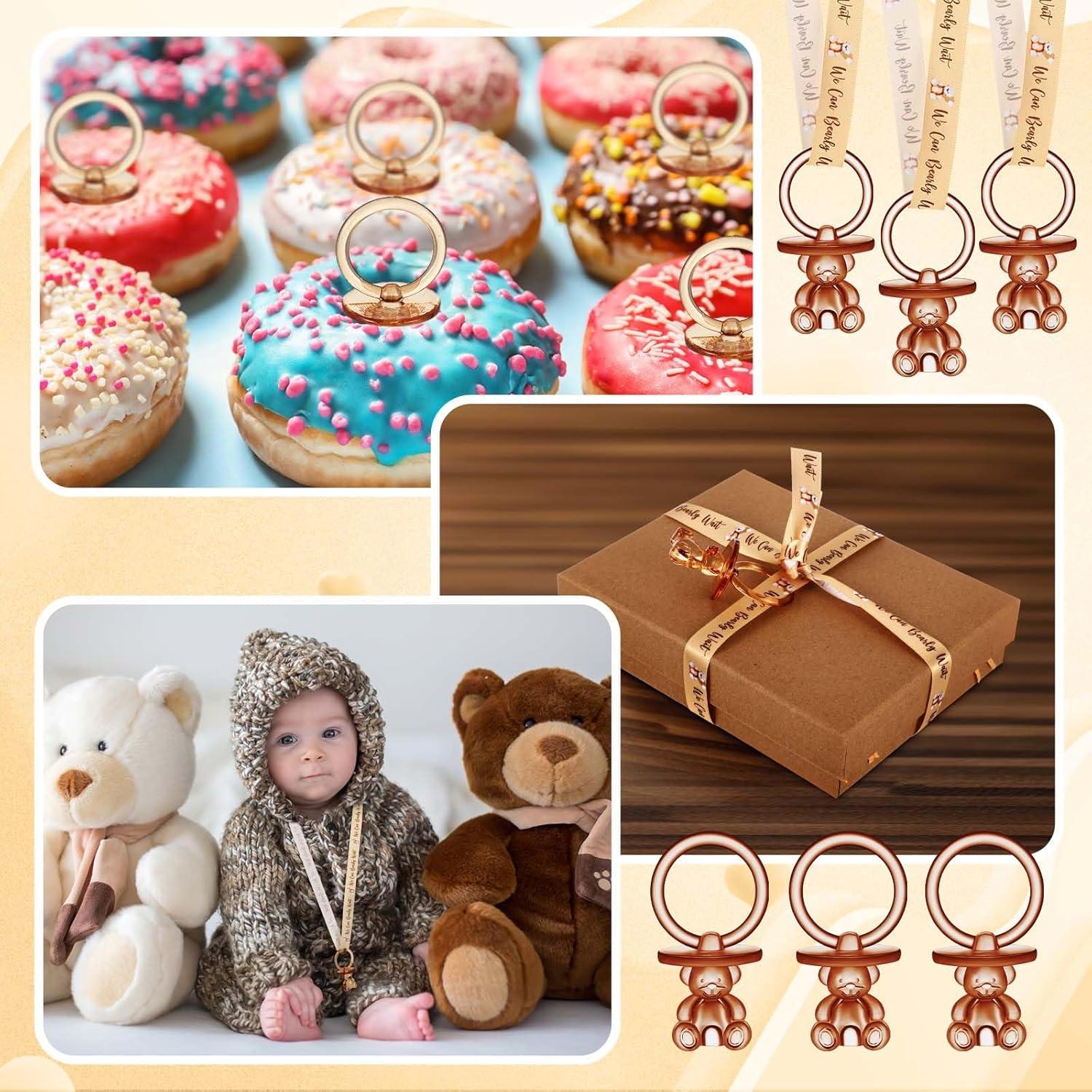 50 Chupetes de Acrílico para Baby Shower - Color Marrón