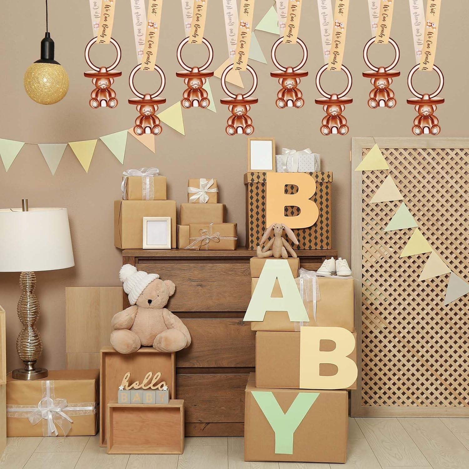 50 Chupetes de Acrílico para Baby Shower - Color Marrón