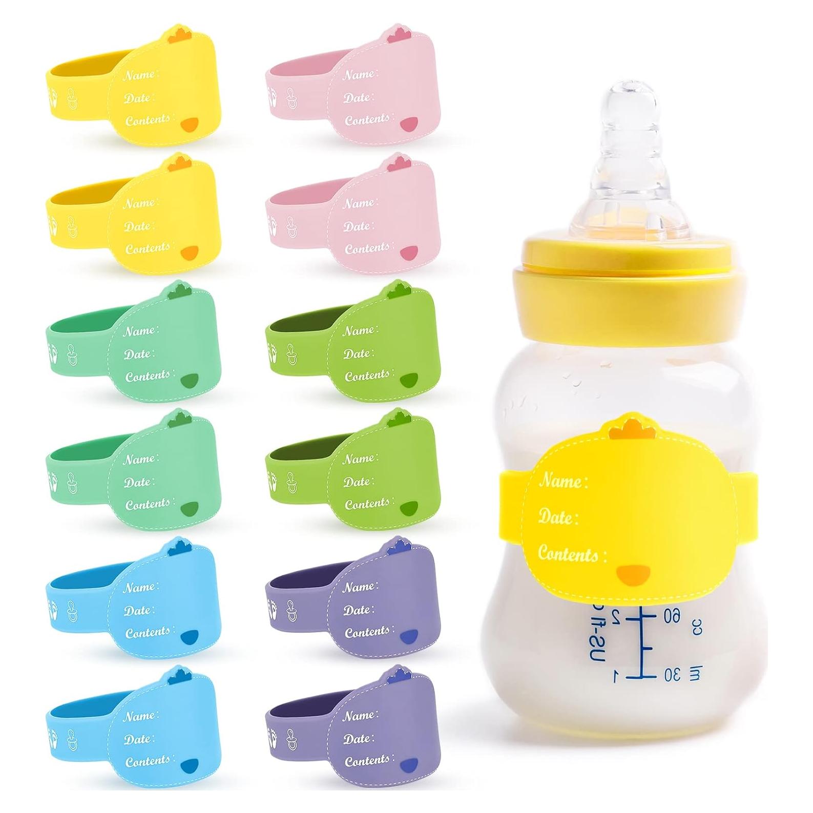 Etiquetas de Silicona para Biberones 12 Piezas Reutilizables