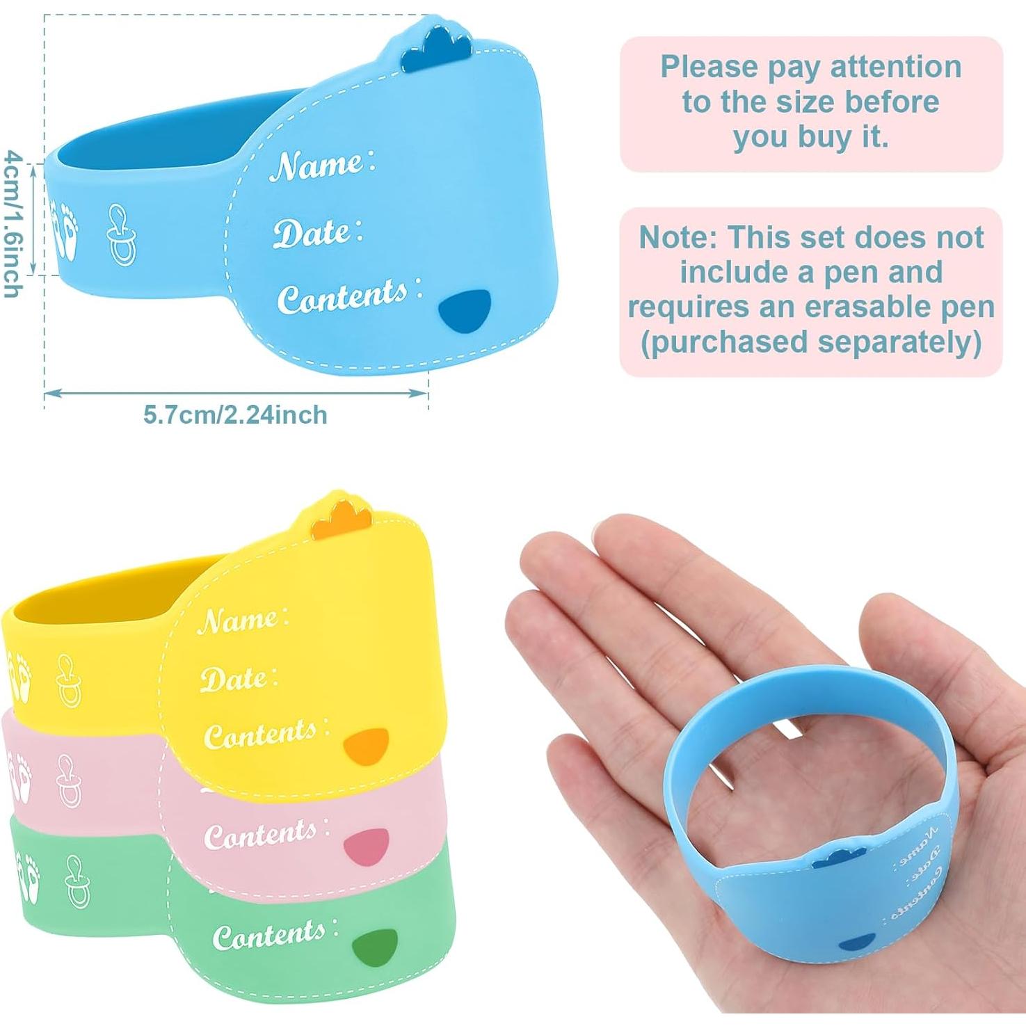 Etiquetas de Silicona para Biberones 12 Piezas Reutilizables