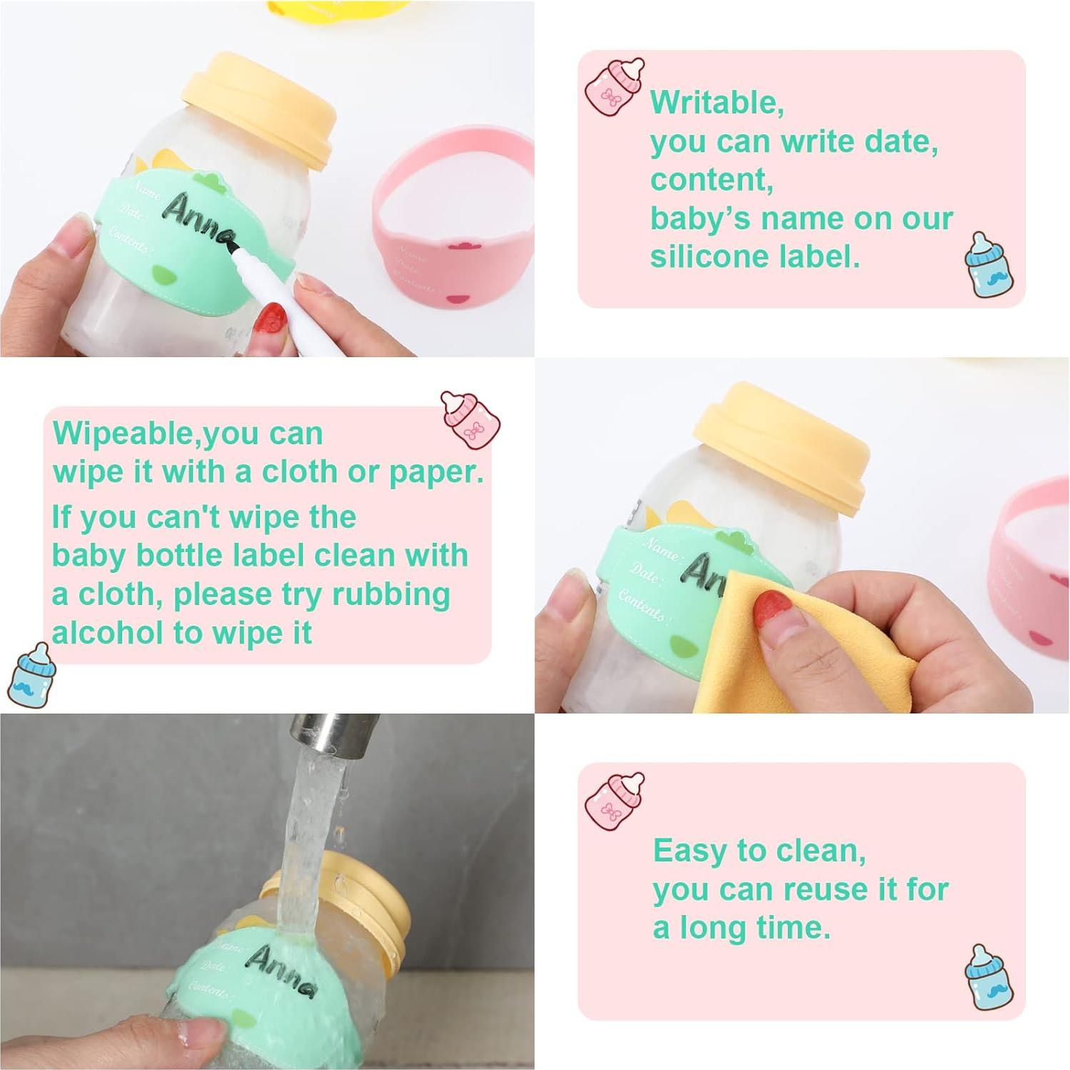 Etiquetas de Silicona para Biberones 12 Piezas Reutilizables