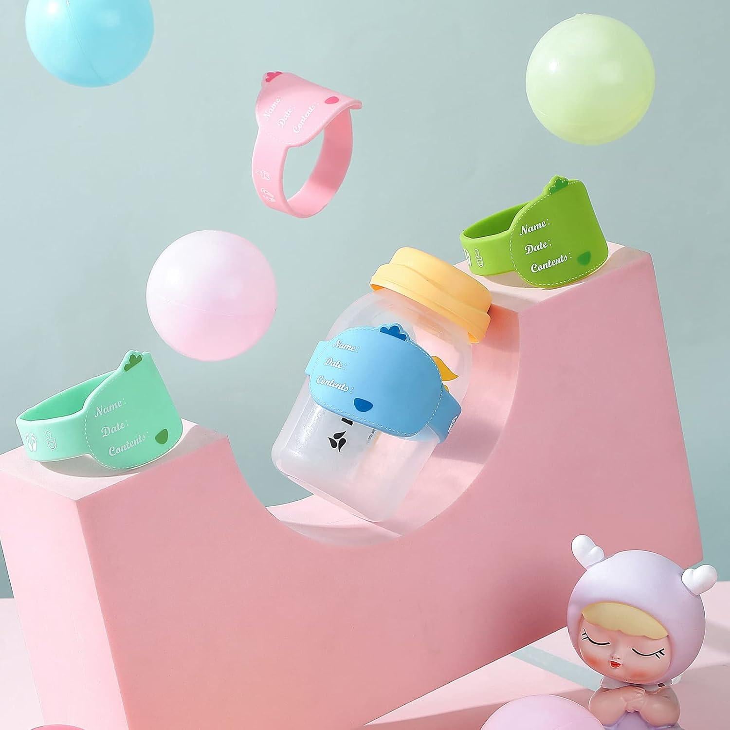 Etiquetas de Silicona para Biberones 12 Piezas Reutilizables