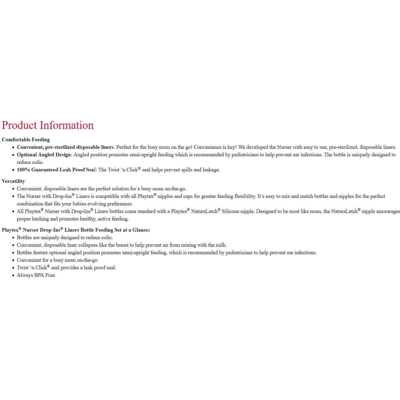 Juego de Biberones Anti-Cólicos Playtex Baby Nurser 4 Pzs