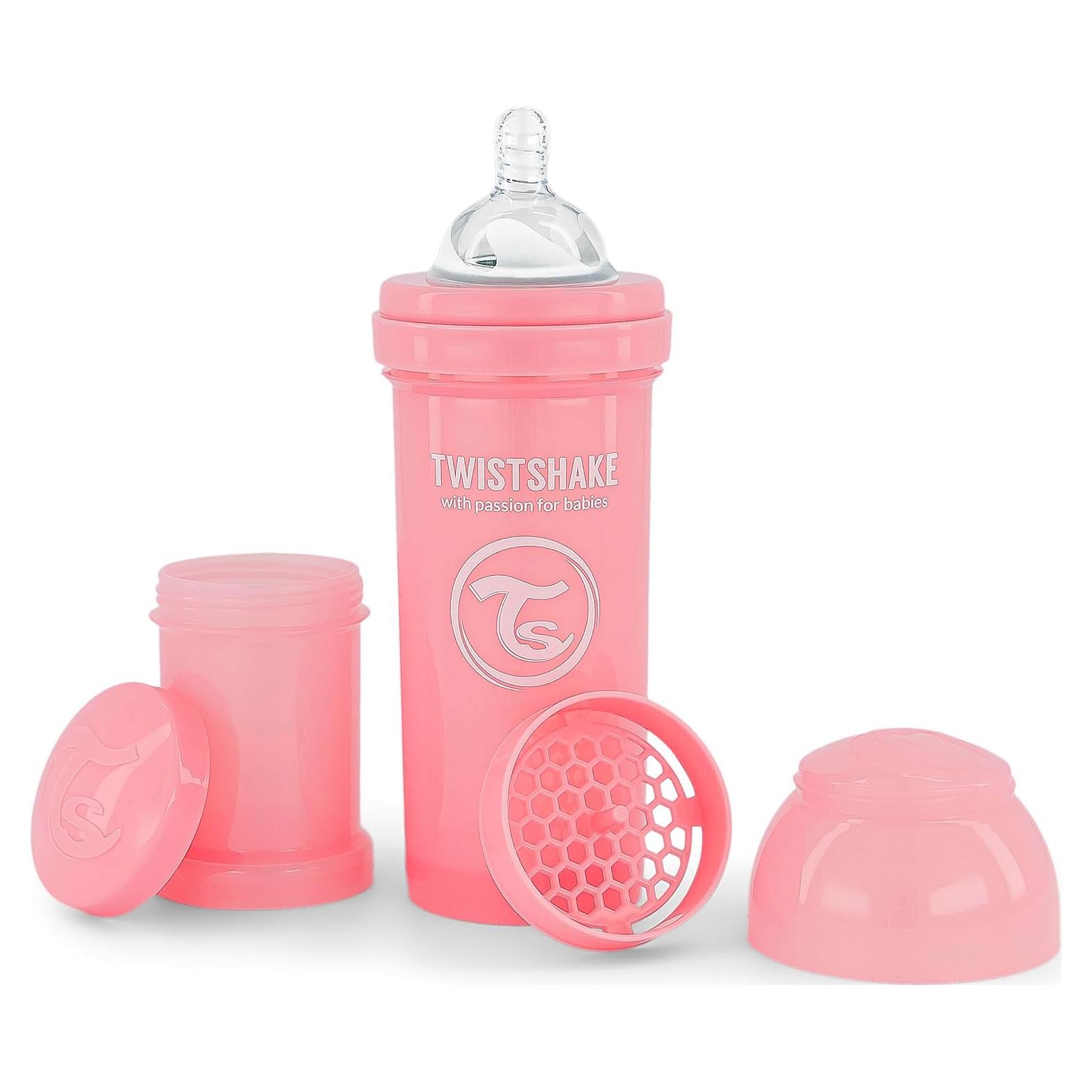 Botella Anticólicos Twistshake 260ml Rosa con Contenedor