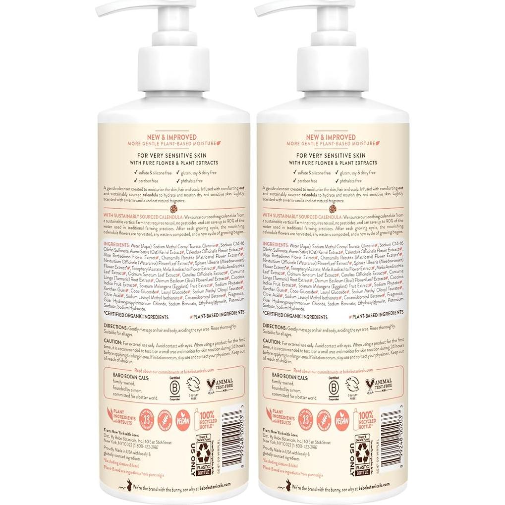 Champú y Lavado Hidratante Babo Botanicals 473 ml - Vegano