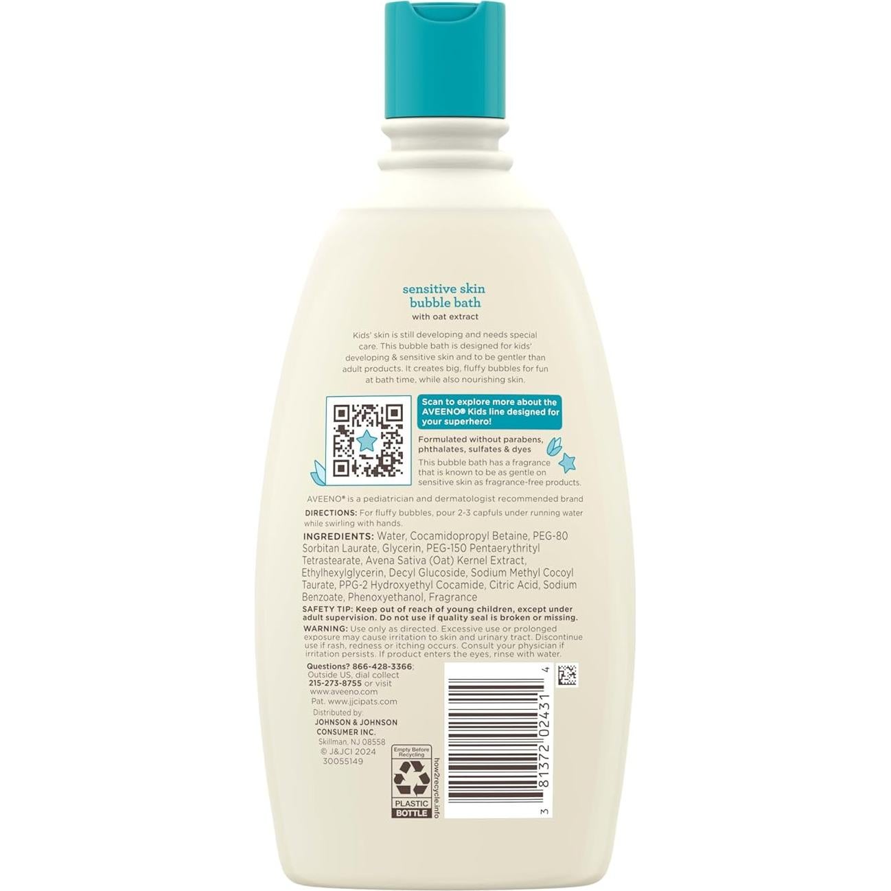 Baño de Burbujas Aveeno Kids 567 ml Piel Sensible Avena