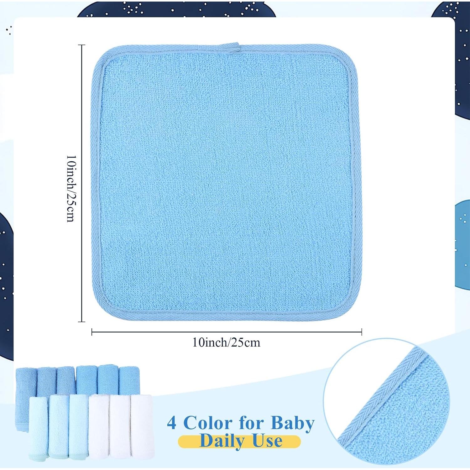 Paquete de 12 Toallitas de Bebé CroBlissful 25x25 cm Algodón Azul