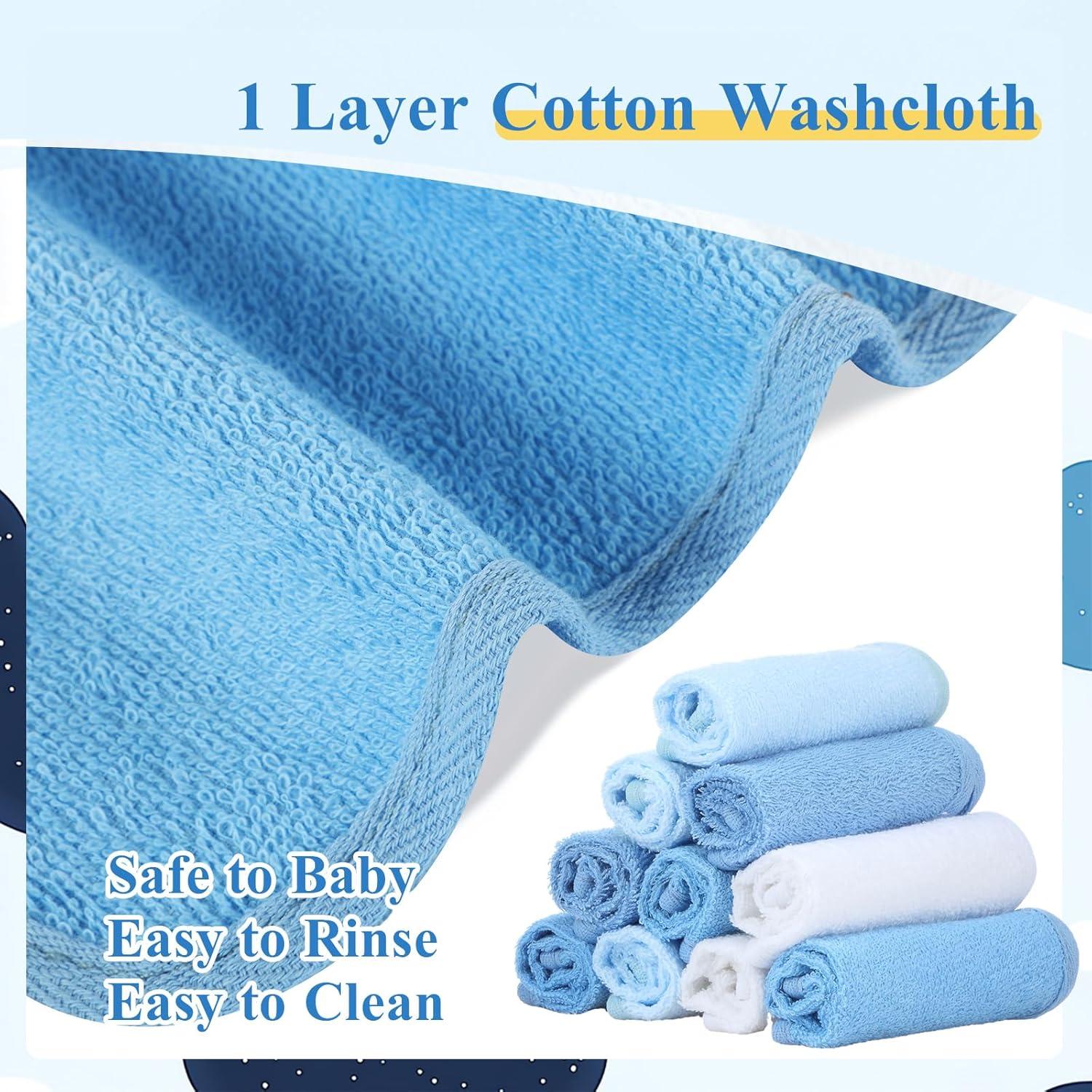 Paquete de 12 Toallitas de Bebé CroBlissful 25x25 cm Algodón Azul