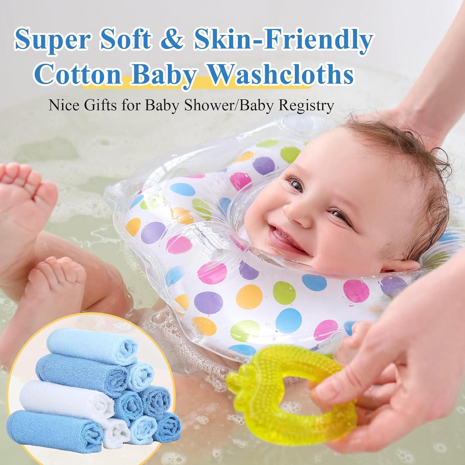 Paquete de 12 Toallitas de Bebé CroBlissful 25x25 cm Algodón Azul