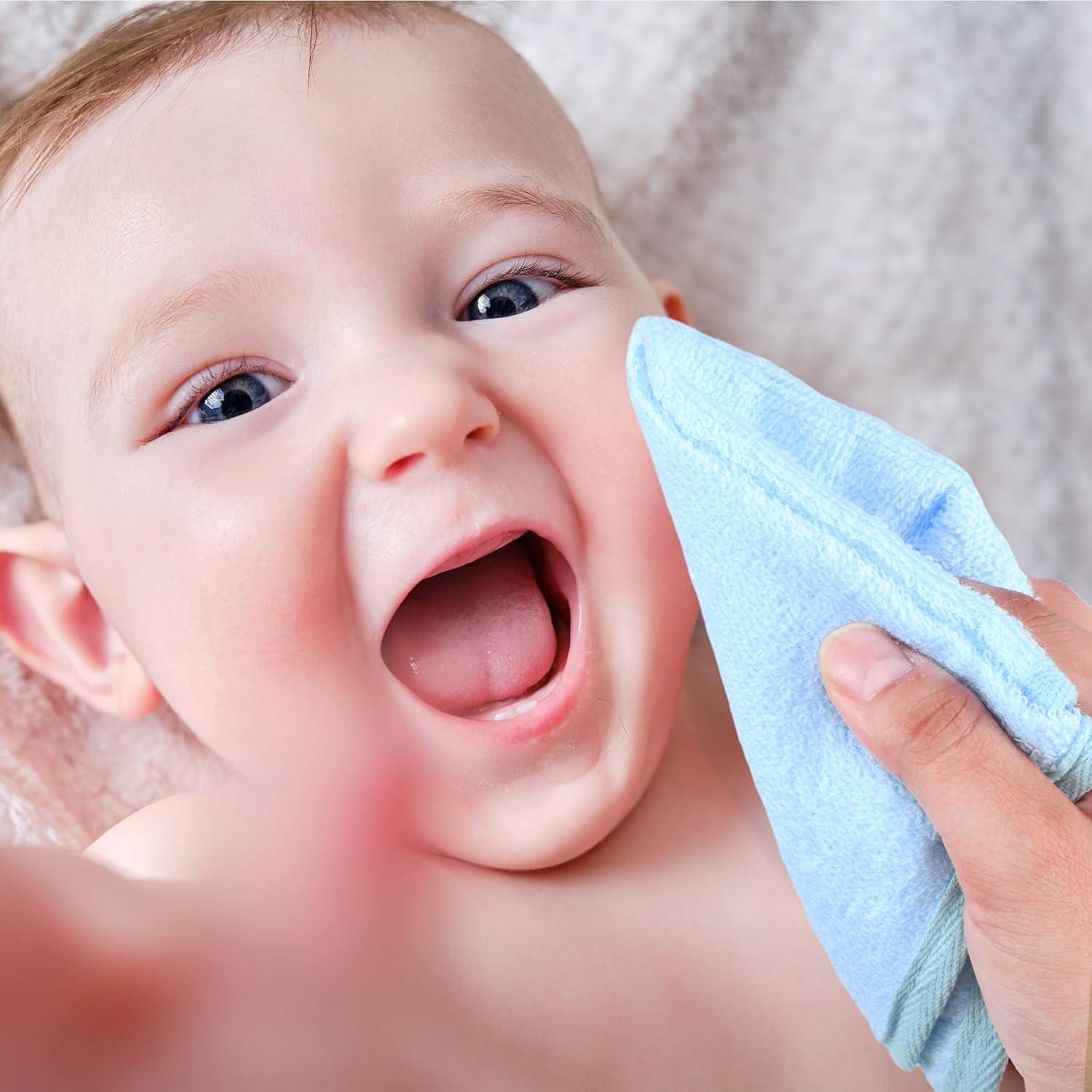 Paquete de 12 Toallitas de Bebé CroBlissful 25x25 cm Algodón Azul