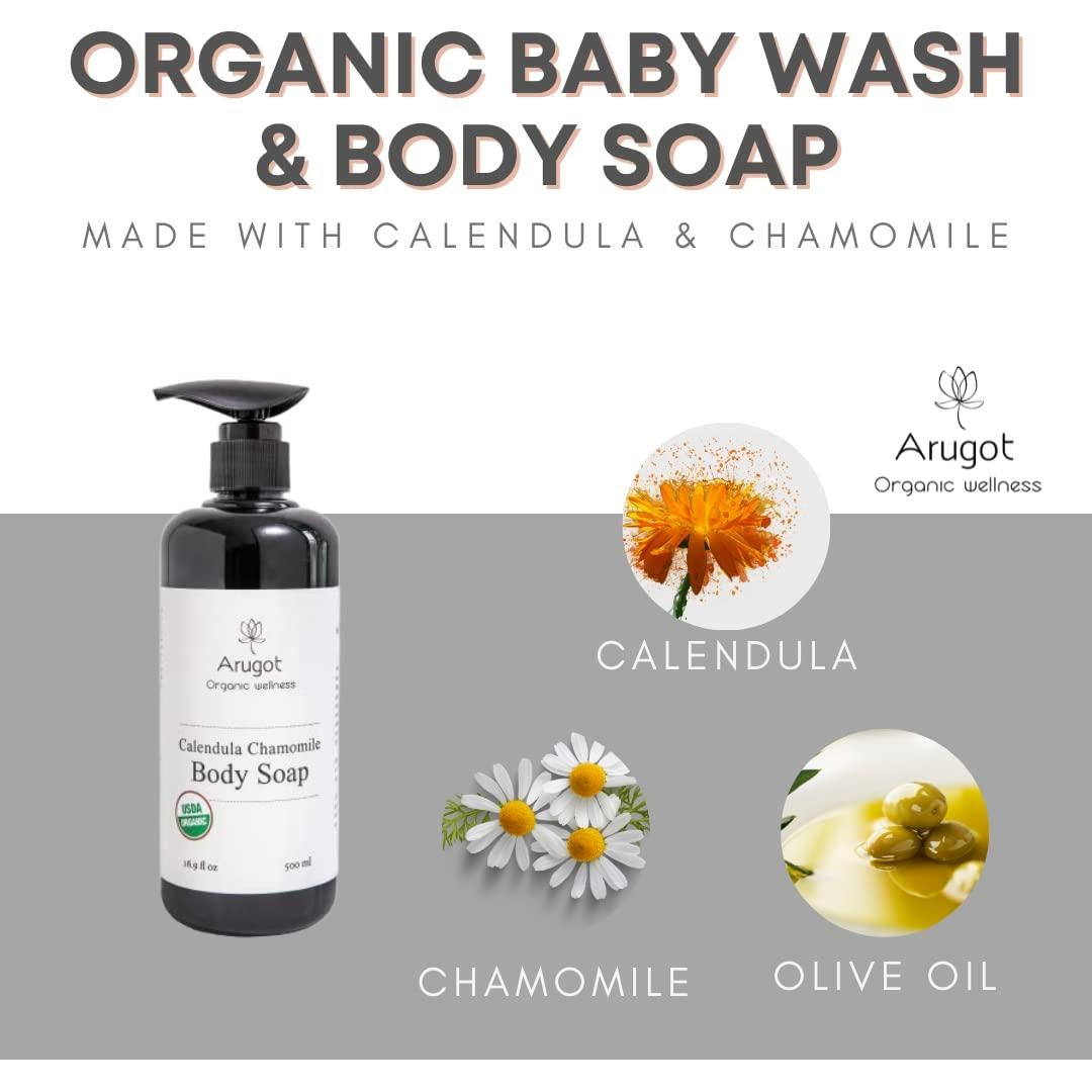 Jabón Orgánico de Caléndula y Manzanilla Arugot 500 ml