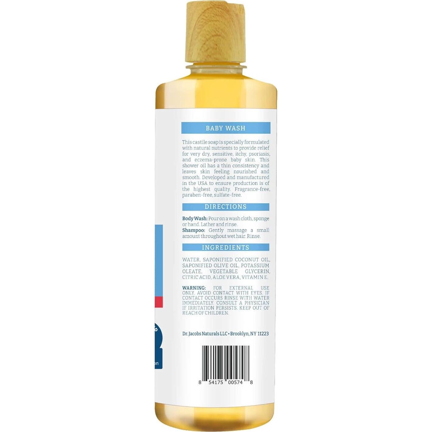 Jabón Corporal Dr. Jacobs para Bebés 473ml - Hipoalergénico