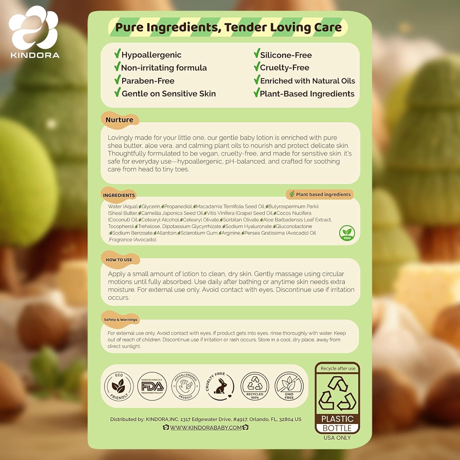 Loción Hidratante Vegana KINDORA para Bebés 199.5 ml