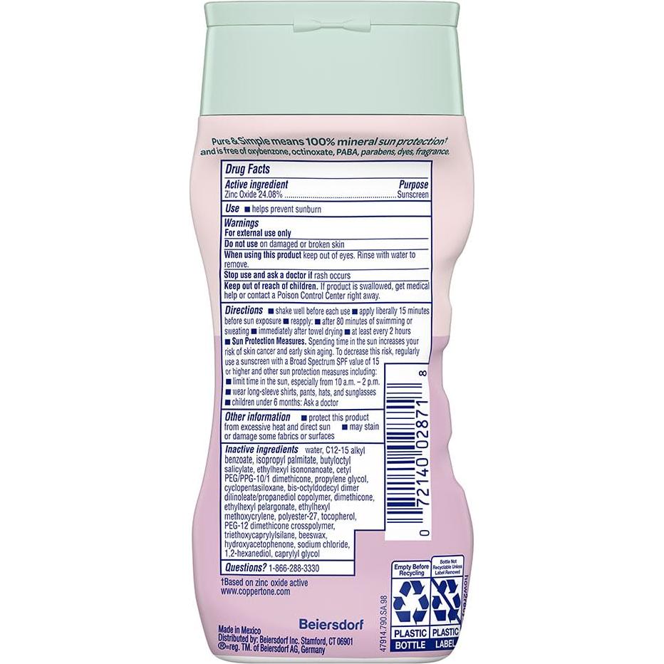 Protector Solar para Bebés Coppertone Pure and Simple SPF 50 - 177 ml