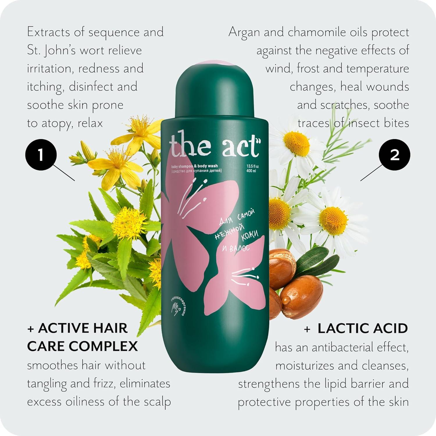 Champú y Gel de Baño Orgánico The Act 400 ml Manzanilla