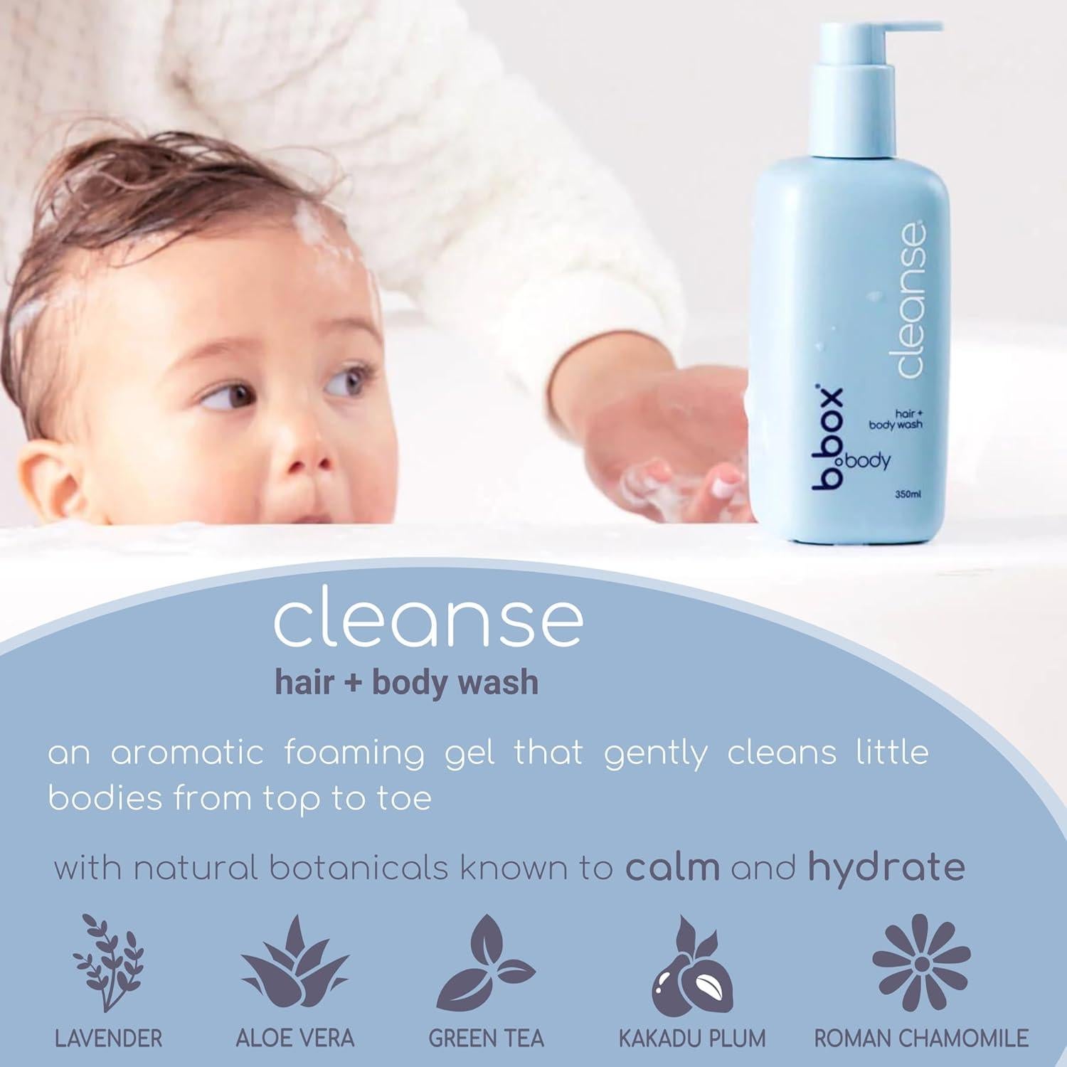 Champú y Gel de Baño para Bebés b.box - 348 ml, Lavanda y Manzanilla