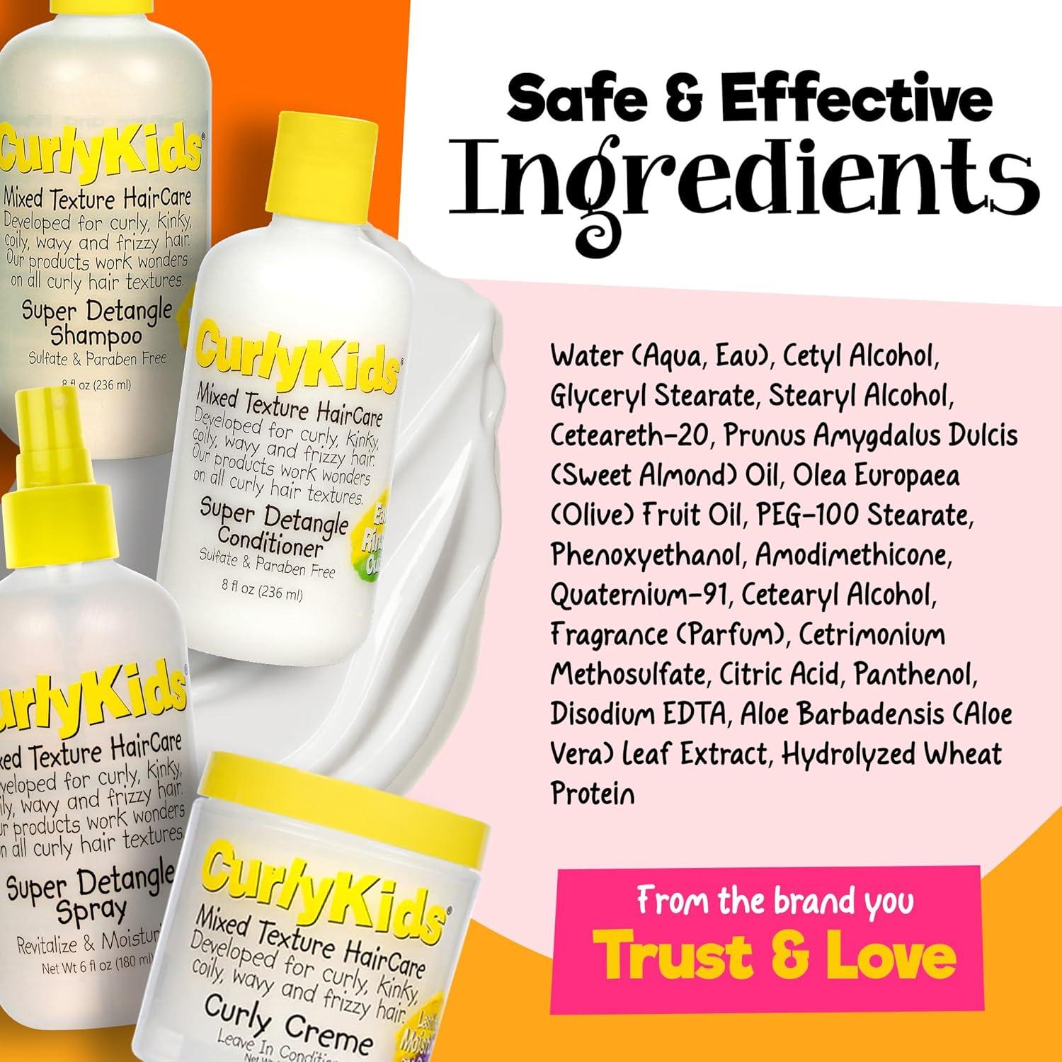 Conjunto de Cuidado del Cabello Rizado CurlyKids - Champú, Acondicionador, Spray y Crema