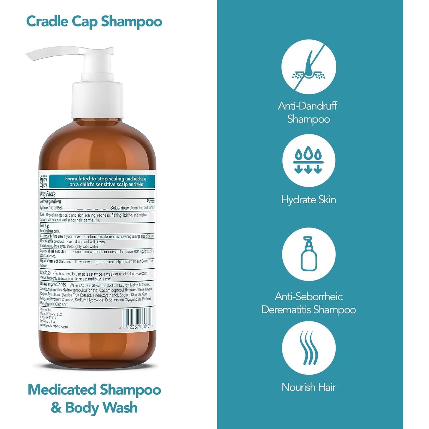 Champú y gel de baño medicado Happy Cappy 236.6 ml para bebés