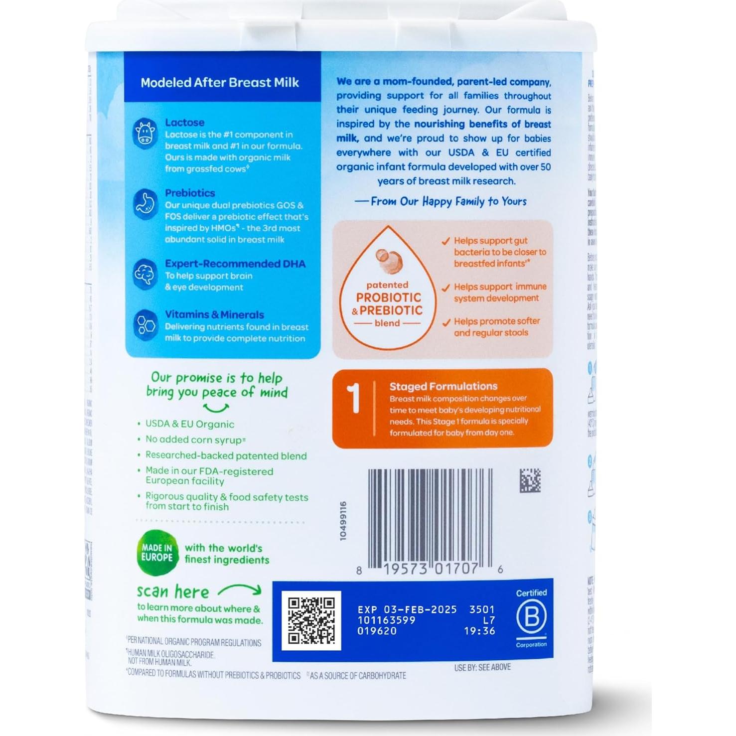 Fórmula Infantil Orgánica Happy Baby 0-12 Meses 650g