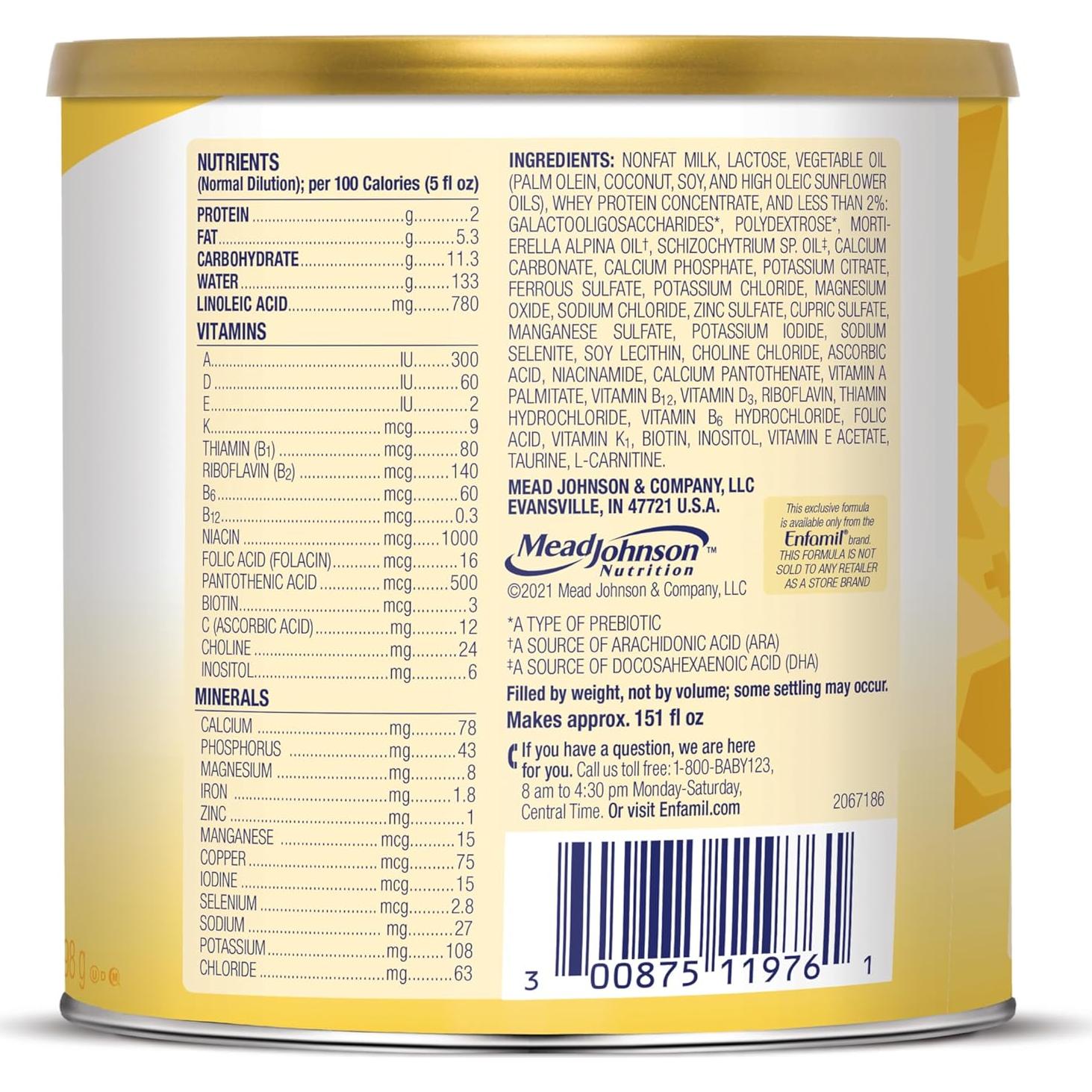 Fórmula Infantil Enfamil 600 g x 4 - DHA, Hierro y Probioticos
