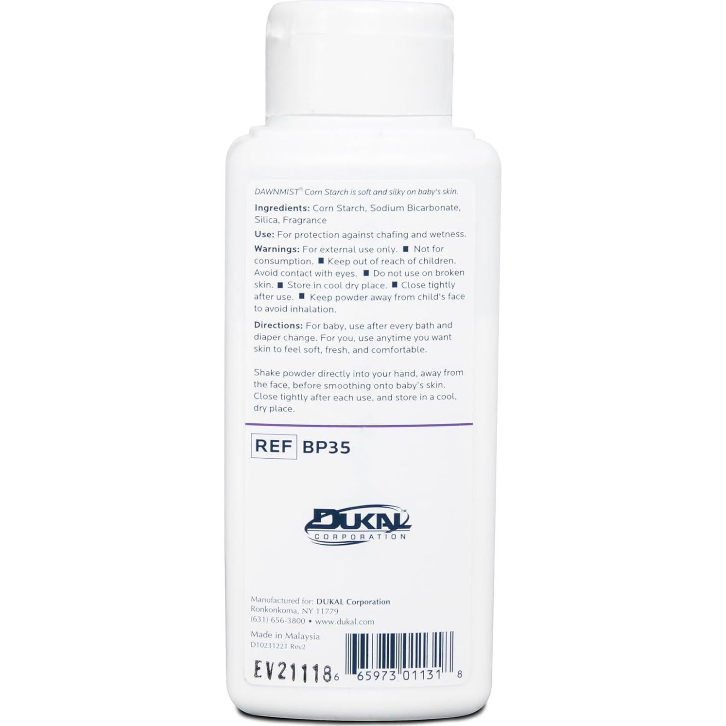 Polvo para Bebés Dukal DawnMist - Almidón de Maíz 226.8 g