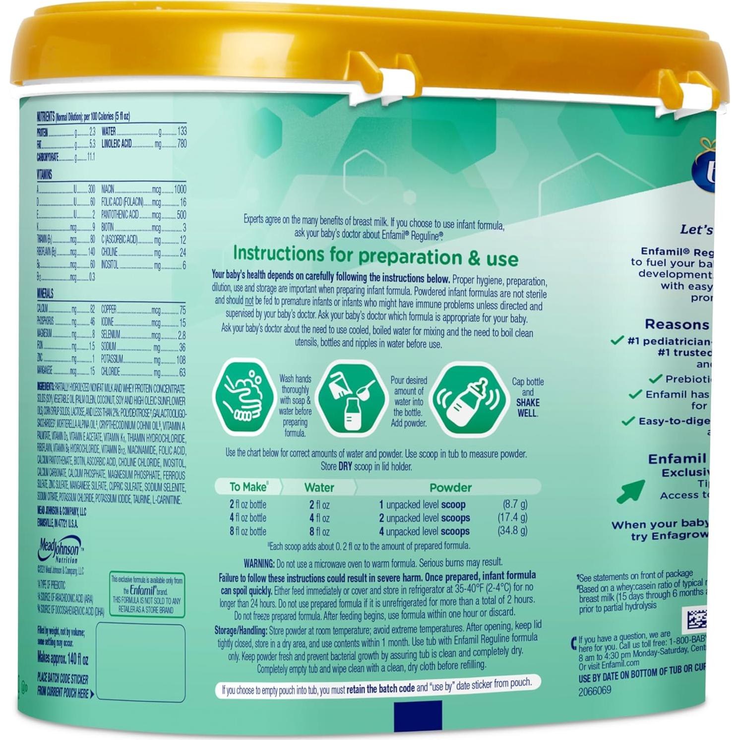 Fórmula Infantil Enfamil Reguline 553.2 g - Heces Blandas y DHA