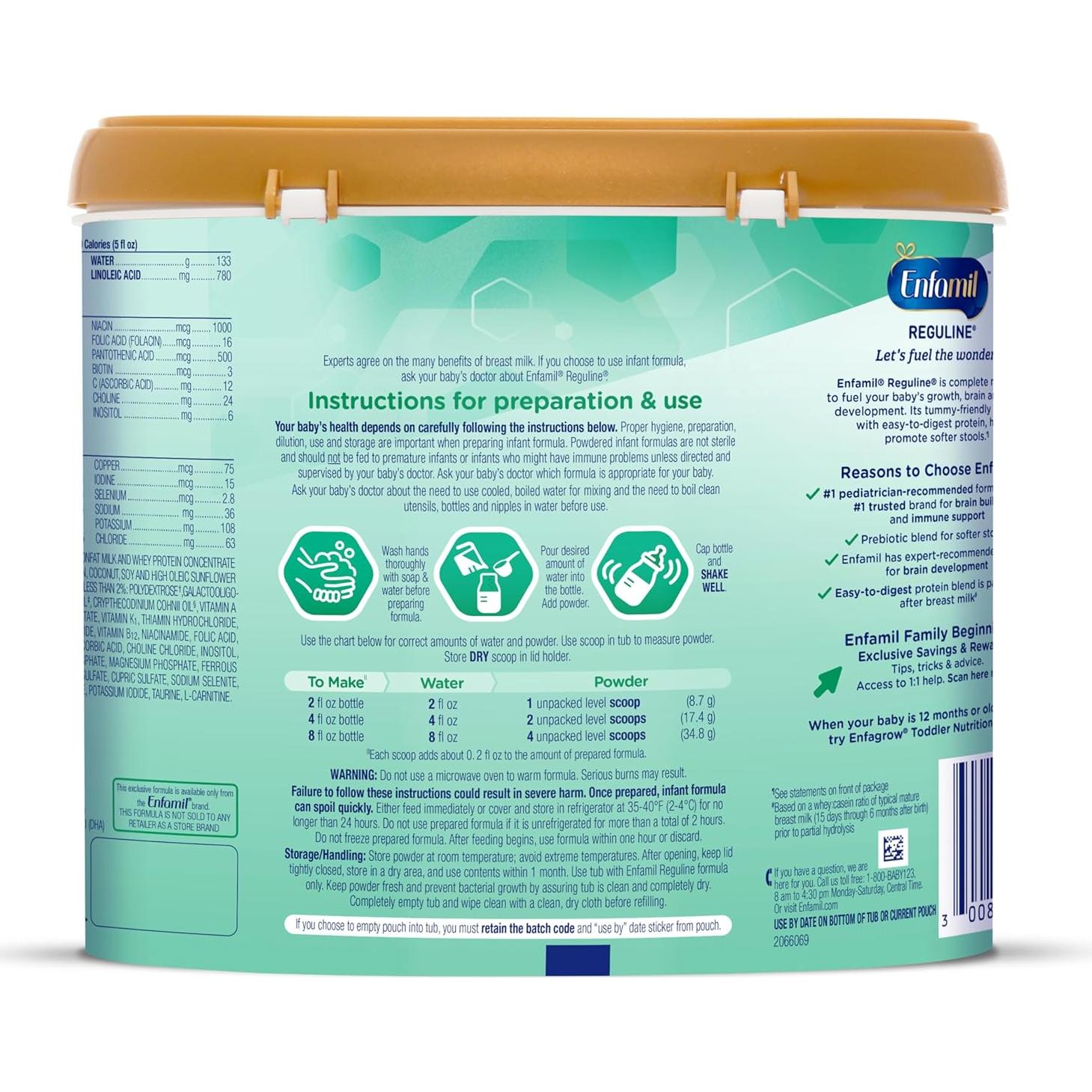 Fórmula Infantil Enfamil Reguline 553.2 g - Heces Blandas y DHA