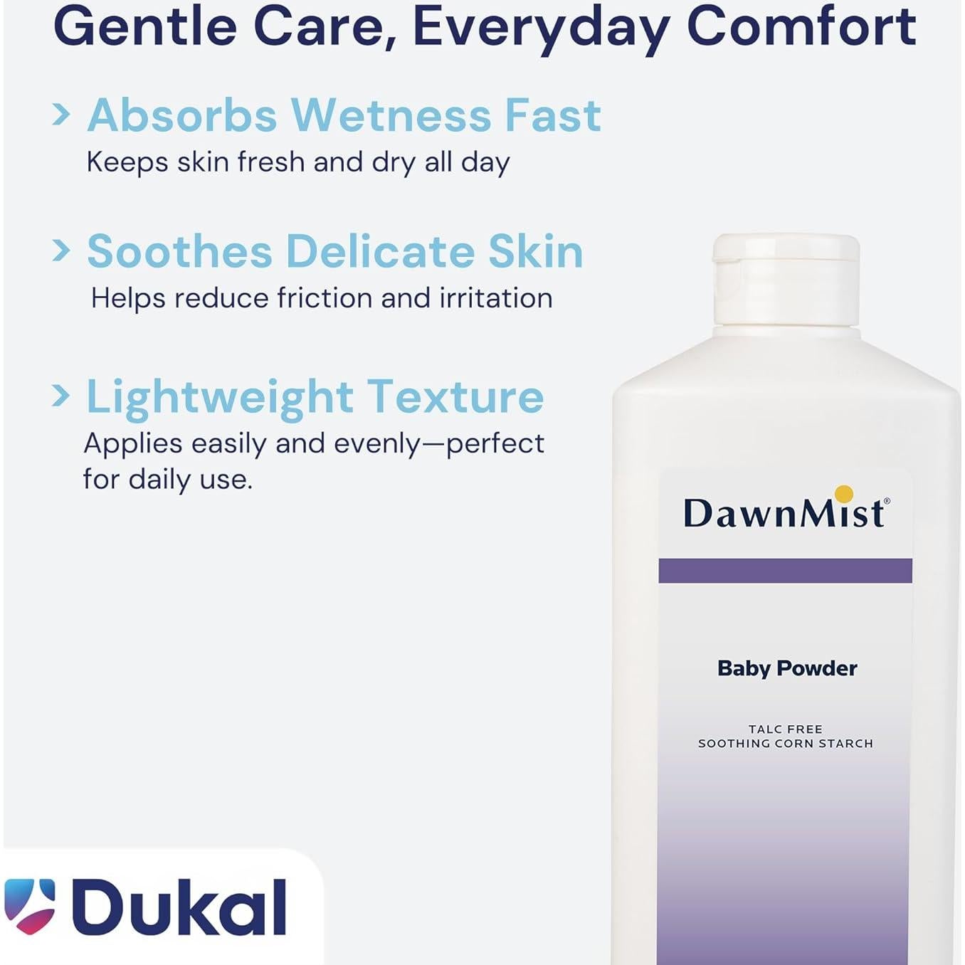 Dukal Polvo de Maíz para Bebés 396 g - Paquete de 2, Libre de Talco