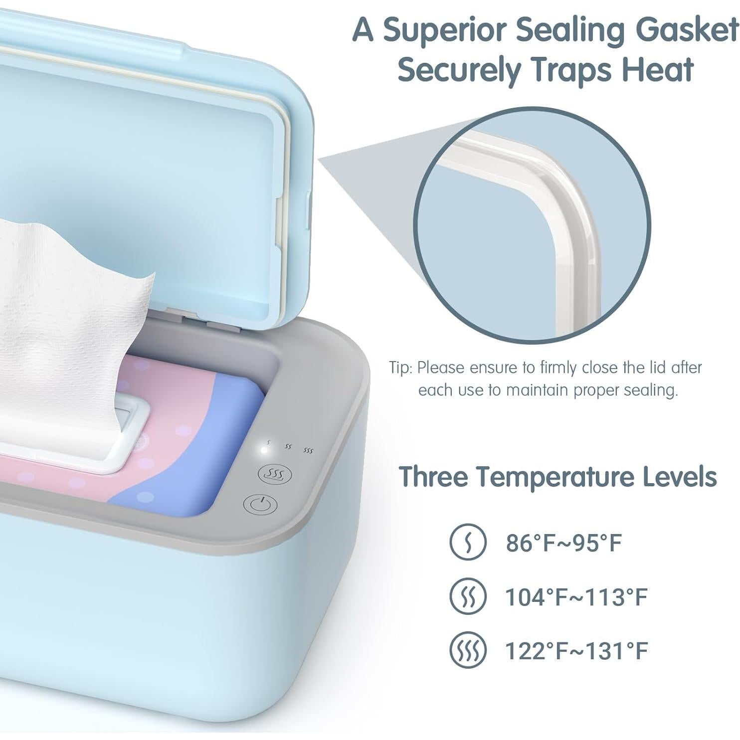 Calentador de Toallitas para Bebés Awesmom 7200 - Azul, 3 Modos de Temperatura