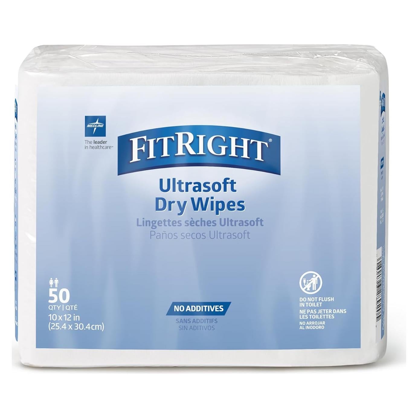 Toallitas de limpieza secas Ultrasoft Medline 50 unidades 25.4x33 cm