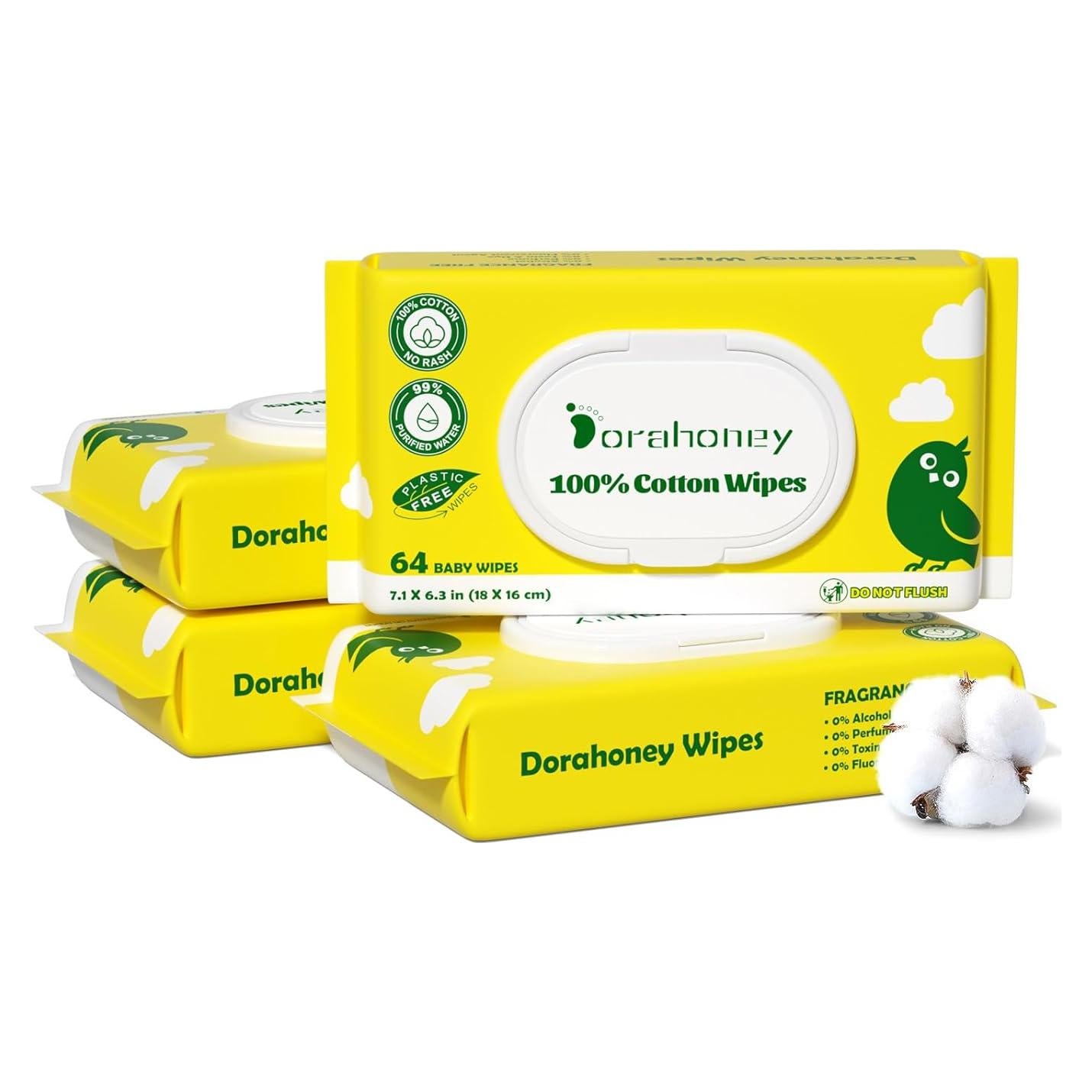 Toallitas Húmedas para Bebés Dorahoney 100% Algodón 256 Unidades