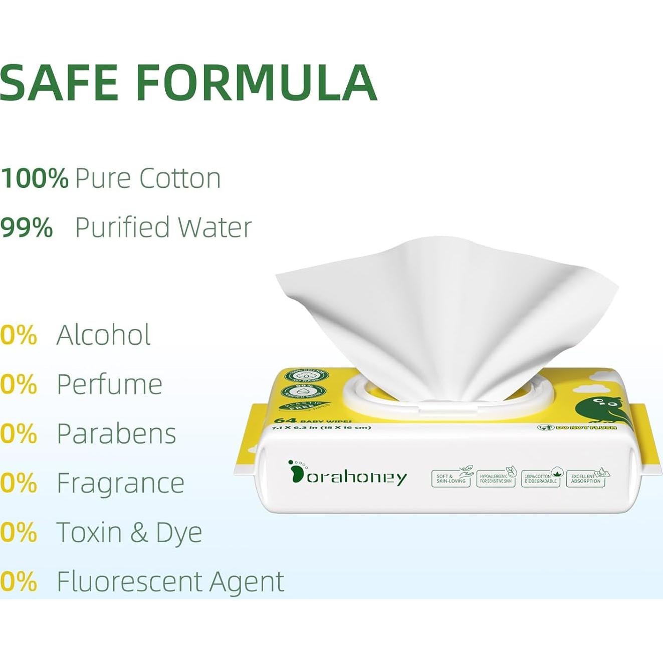 Toallitas Húmedas para Bebés Dorahoney 100% Algodón 256 Unidades