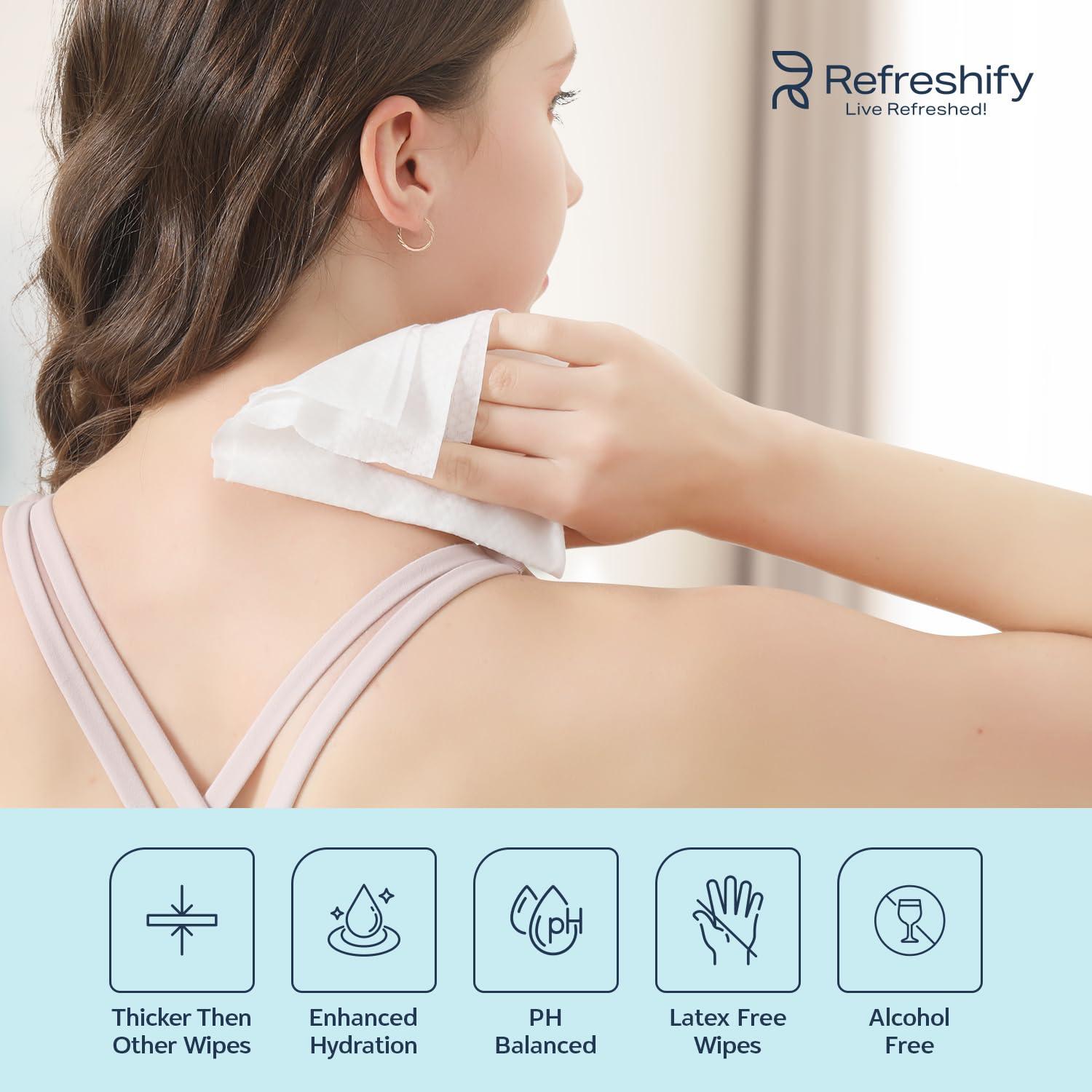 Toallitas de Ducha XL Refreshify - 60 Toallitas Sin Enjuague