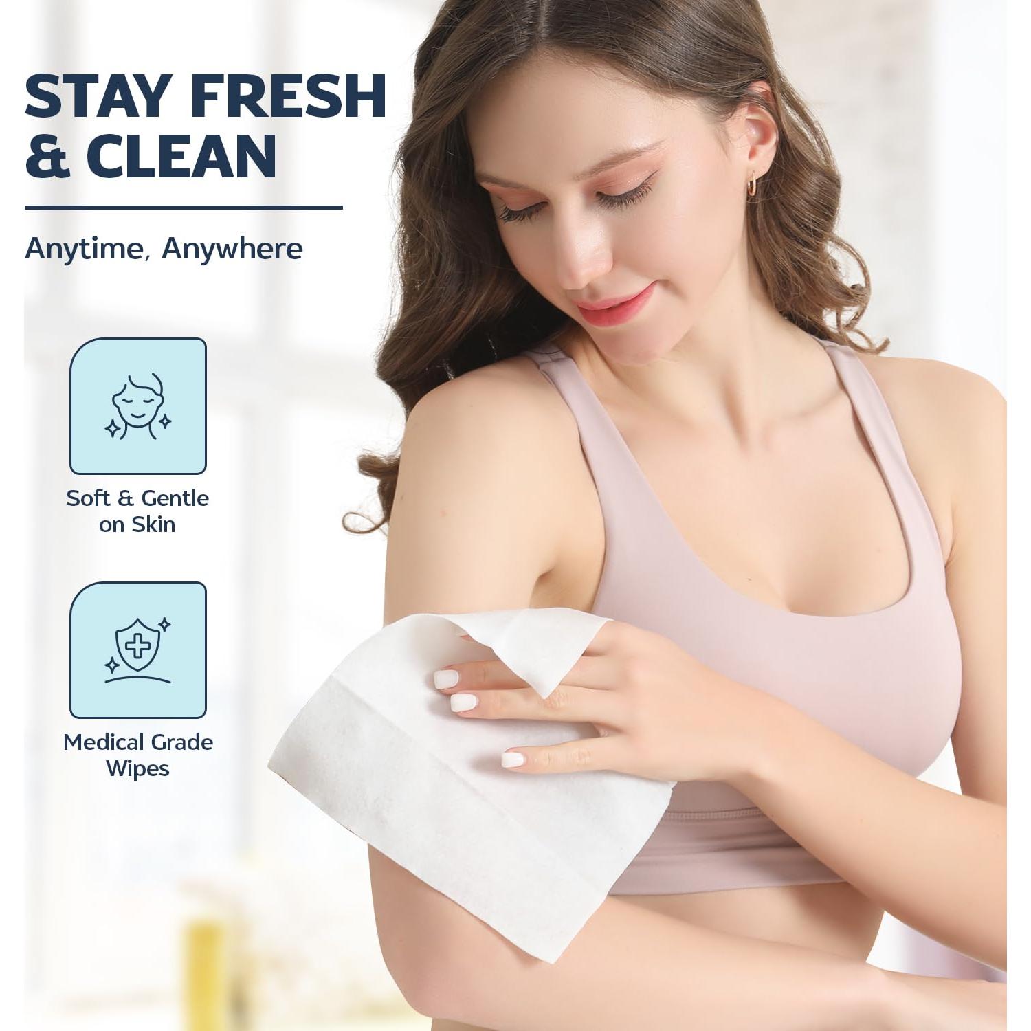 Toallitas de Ducha XL Refreshify - 60 Toallitas Sin Enjuague