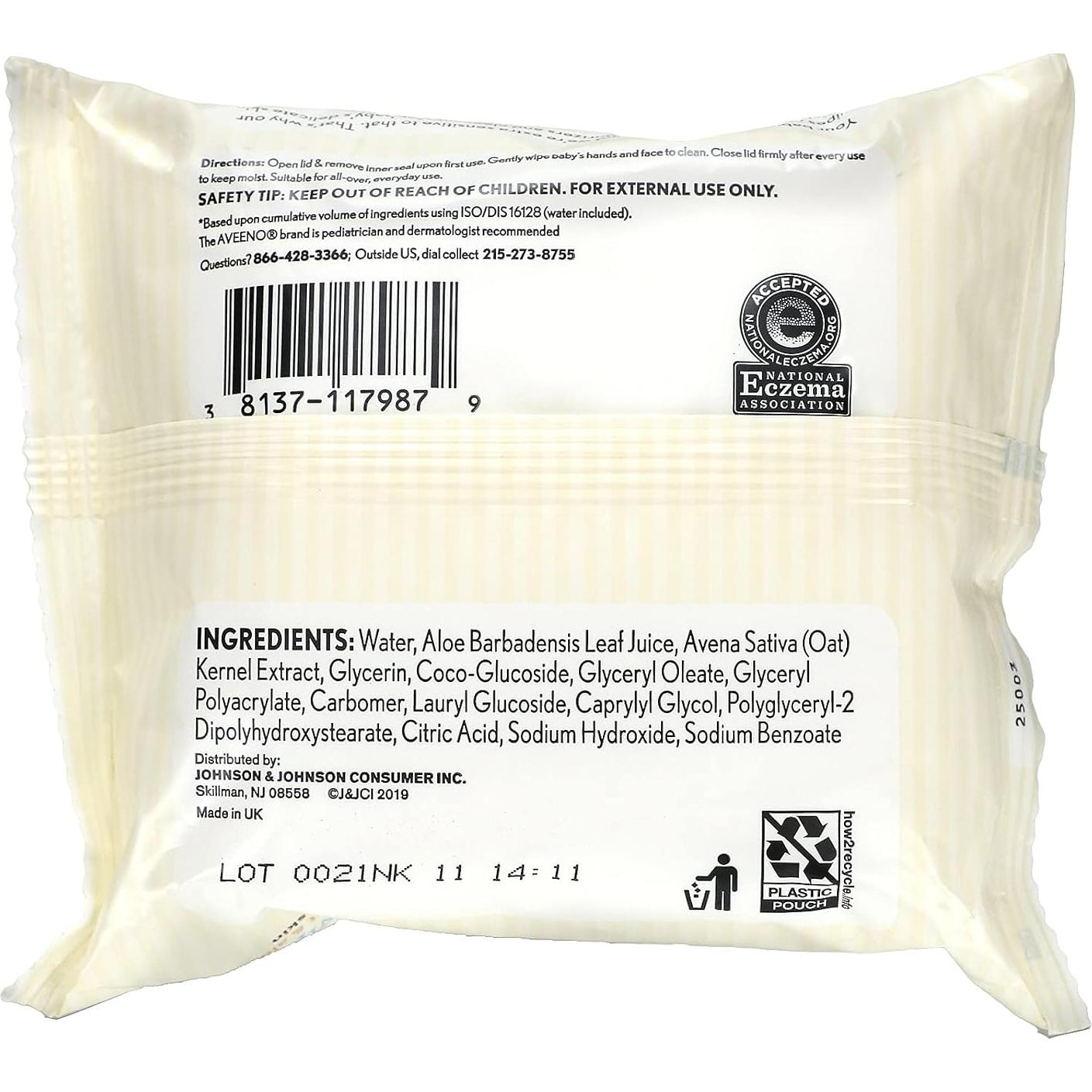 Toallitas para Bebé Aveeno 25 Unidades Sin Fragancia