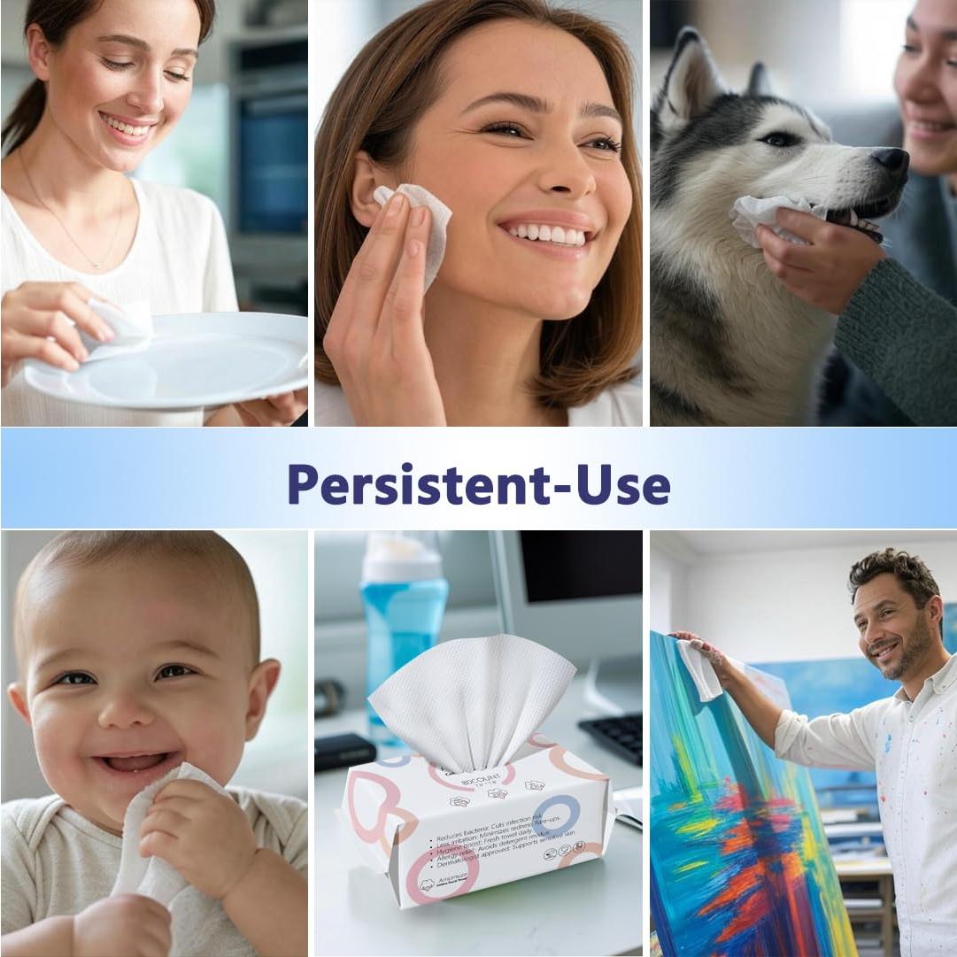 Toallas Faciales Desechables Ampmuze 80 Unidades Biodegradables