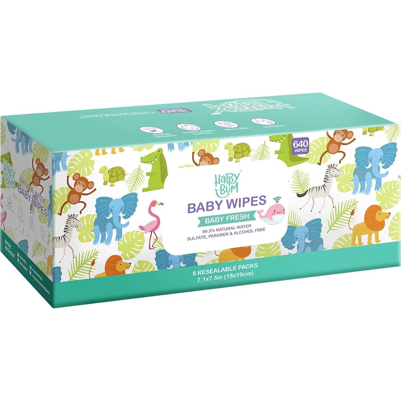 Toallitas Húmedas para Bebé HAPPY BUM Sin Fragancia 640 Unidades