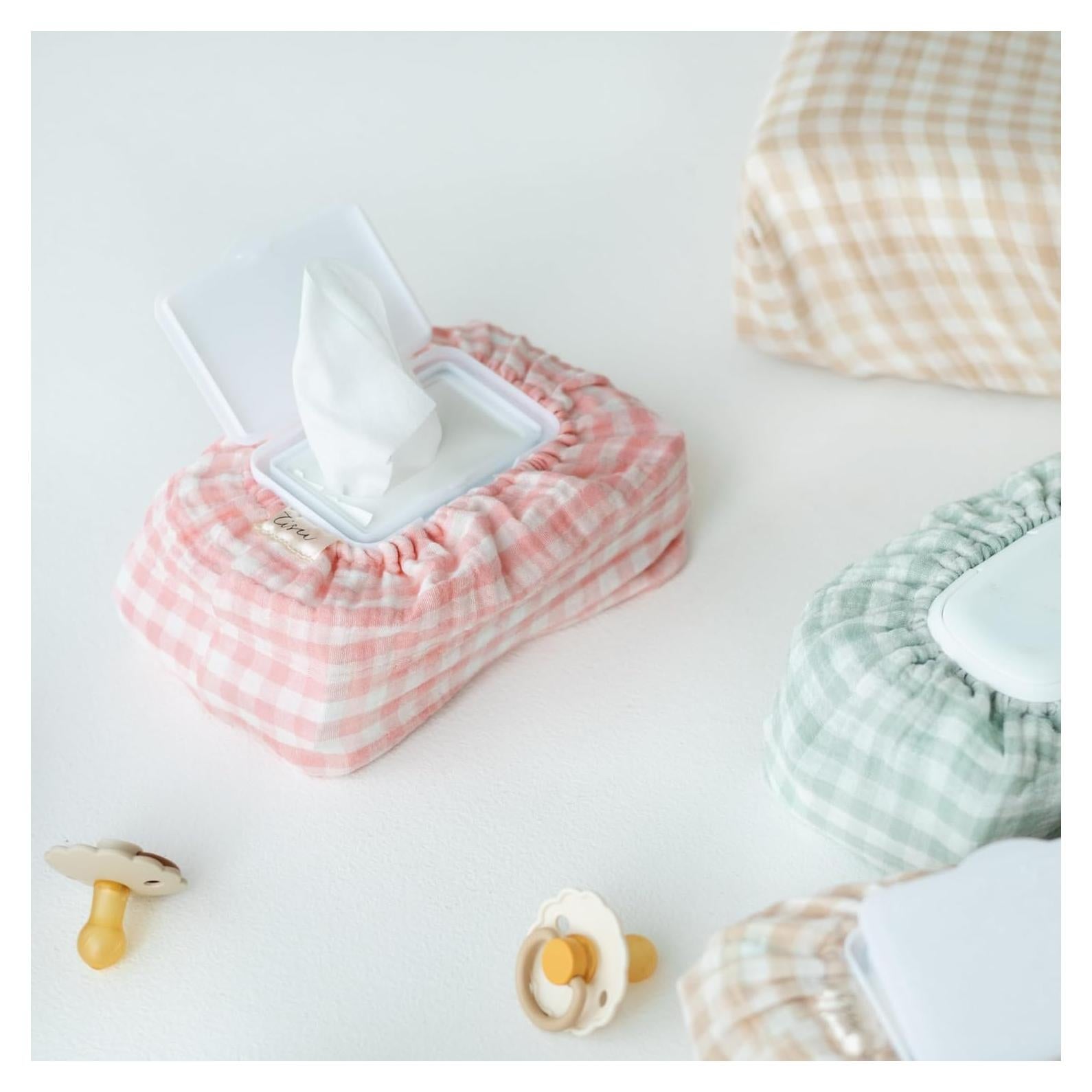 Funda para Toallitas Húmedas TISU Algodón Gingham Rosa Universal