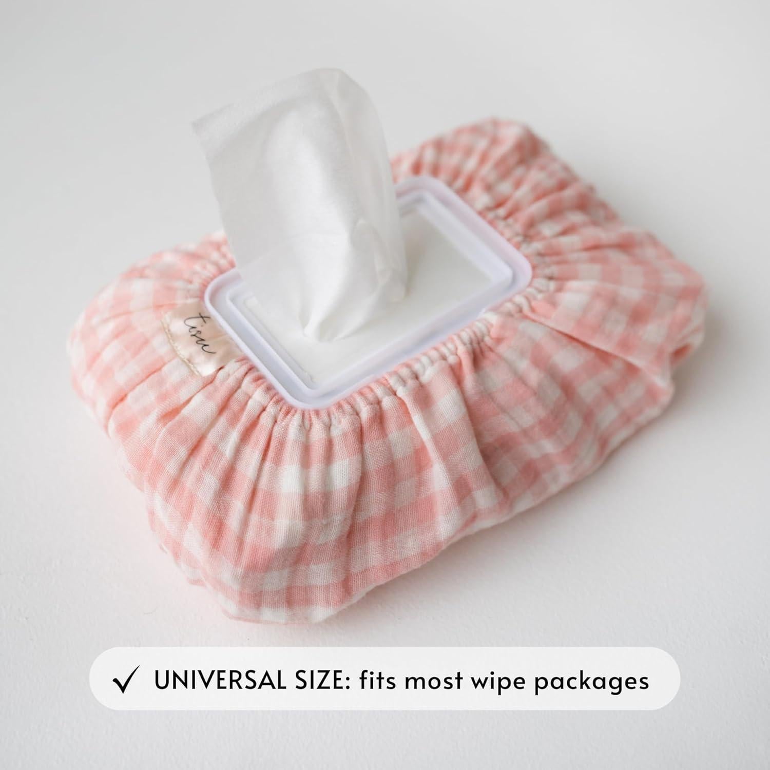 Funda para Toallitas Húmedas TISU Algodón Gingham Rosa Universal