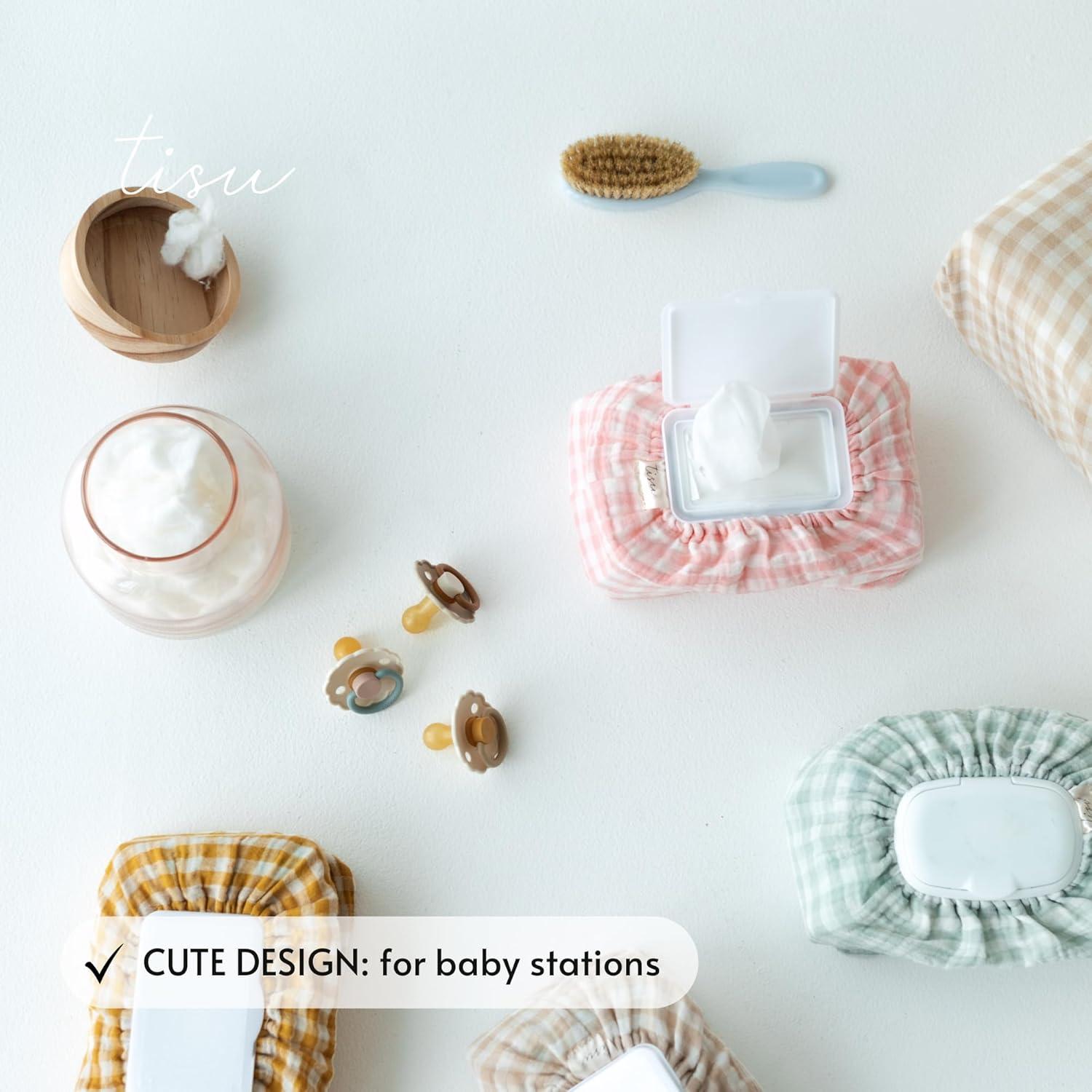 Funda para Toallitas Húmedas TISU Algodón Gingham Rosa Universal