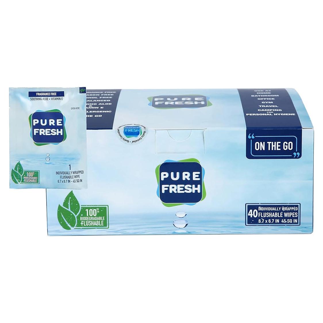 Toallitas Húmedas PureFresh 40 Unidades Desechables Sin Alcohol