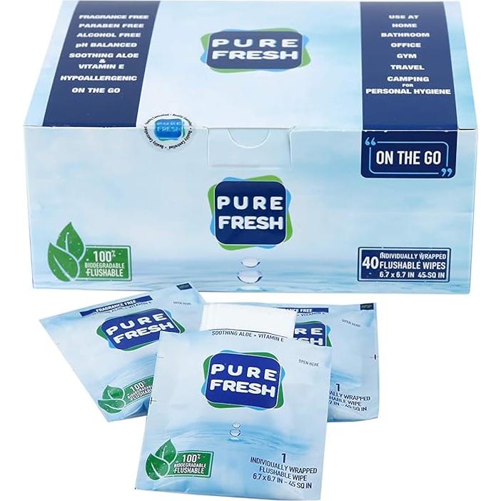 Toallitas Húmedas PureFresh 40 Unidades Desechables Sin Alcohol