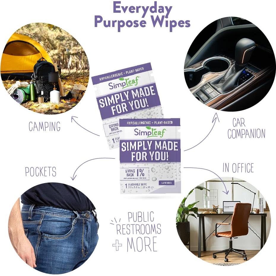 Toallitas Húmedas Lavanda Simpleaf 30 Cuentas Hipoalergénicas