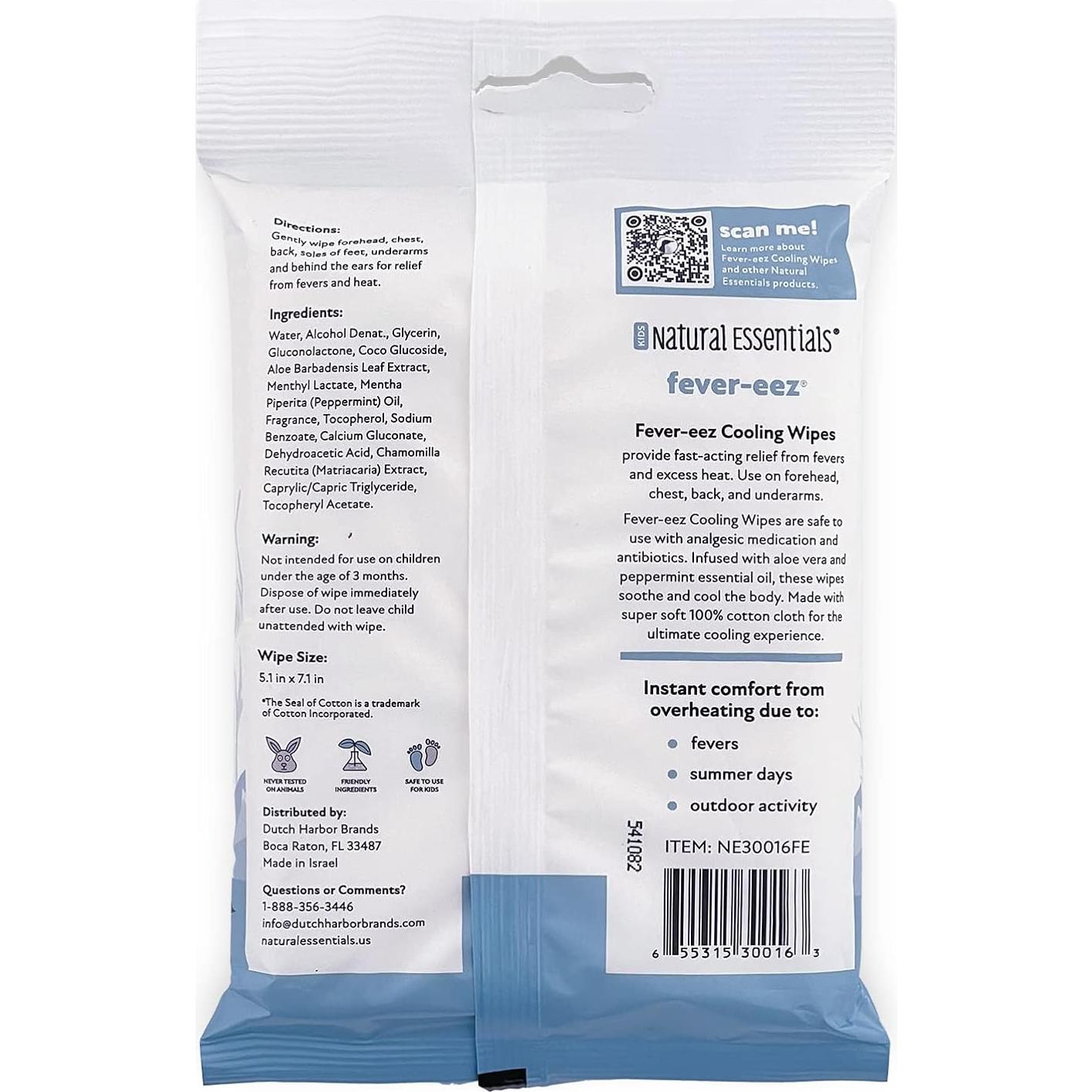 Toallitas Fever-eez 32 Unidades para Bebés y Adultos - Alivio Fiebre